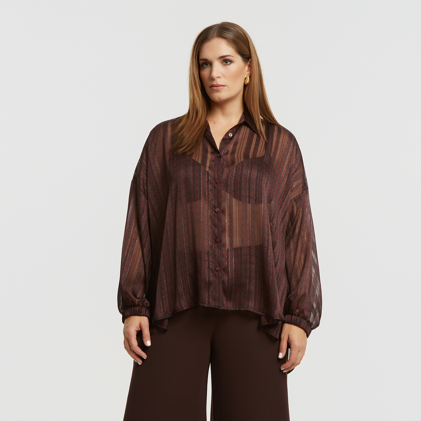 MAT FASHION Διάφανη πουκαμίσα με ριγέ σχέδιο