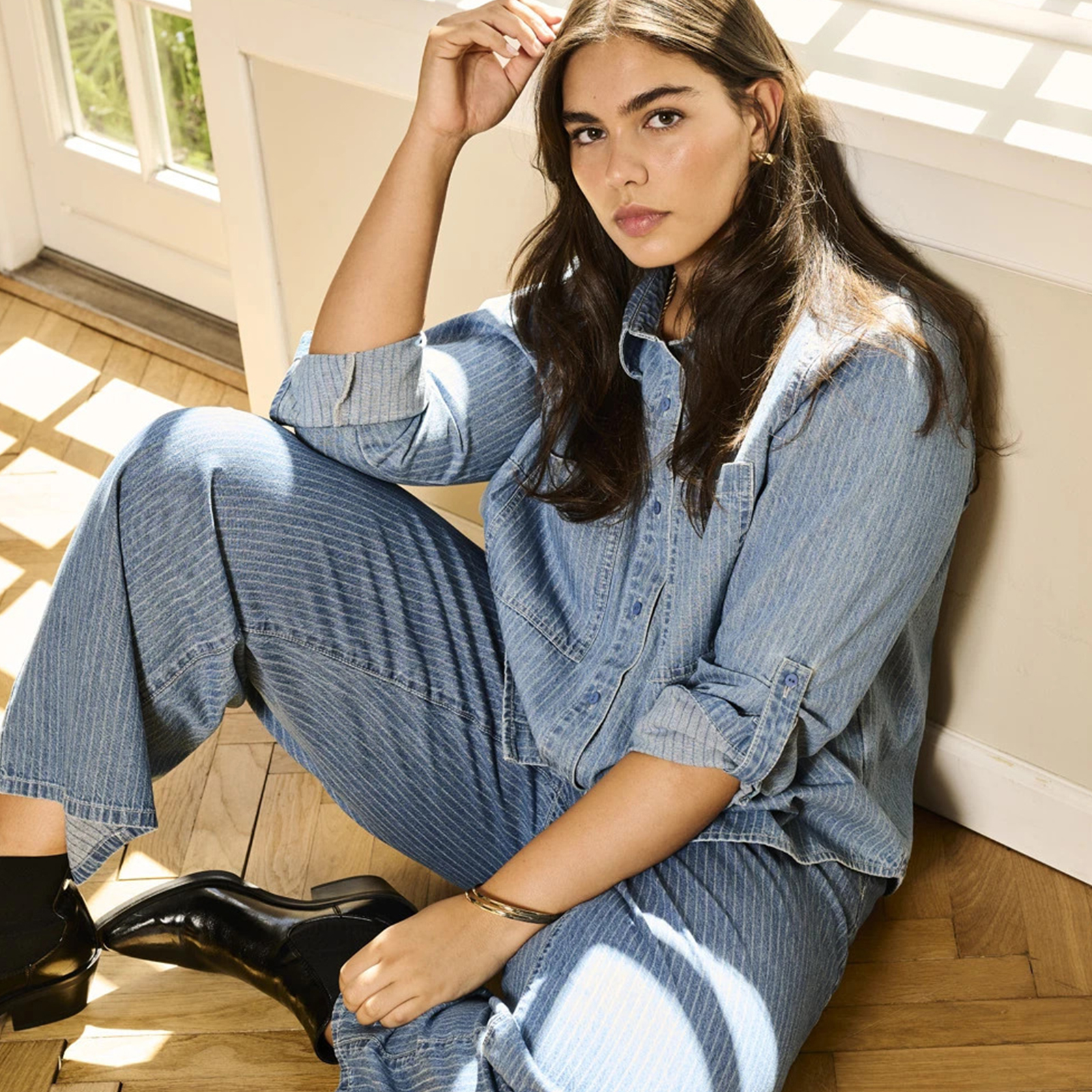 Caryasmin long-sleeve denim stripe shirt