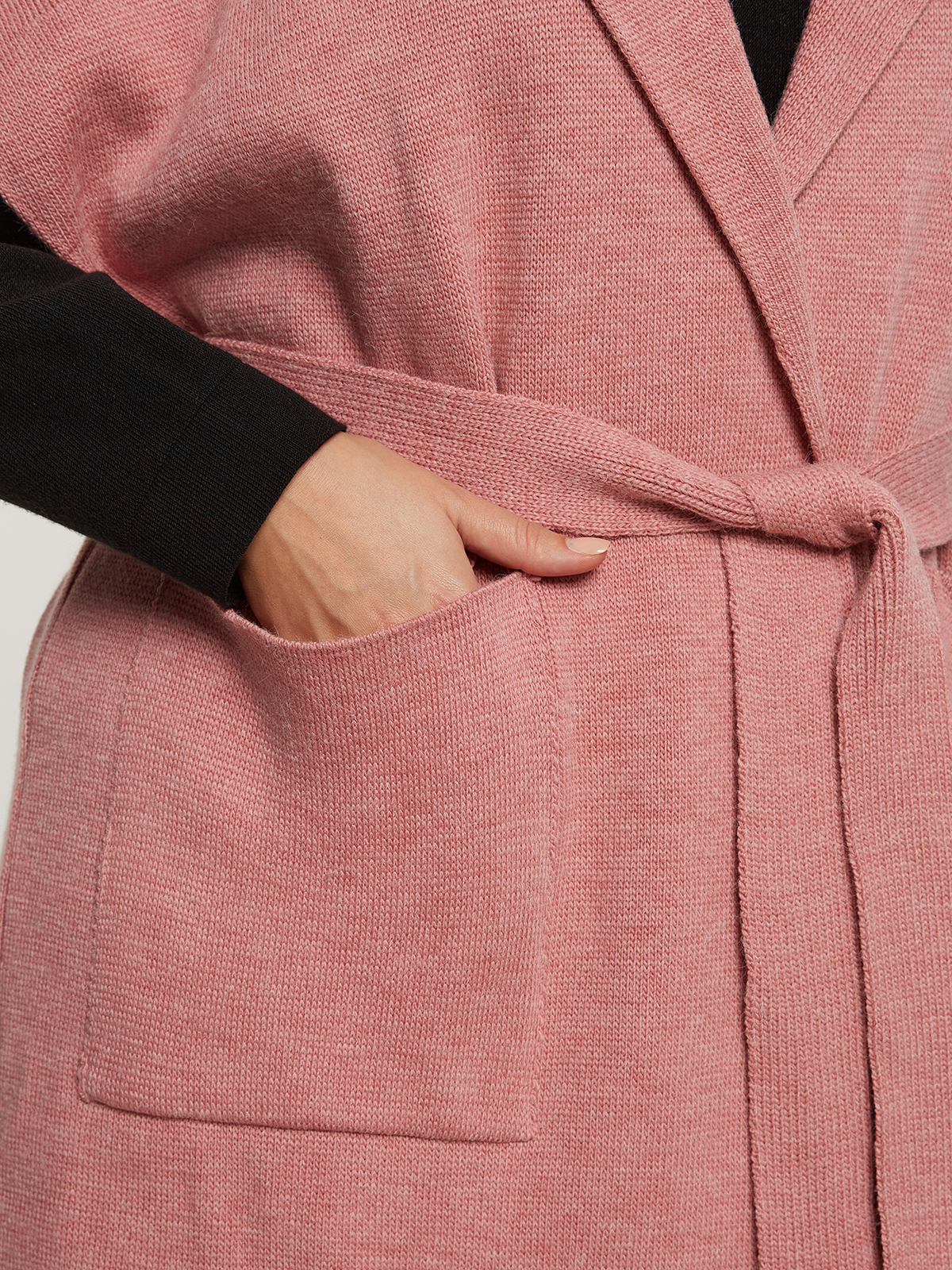 Μακριά πλεκτή ζακέτα κοντομάνικη φωτογραφία