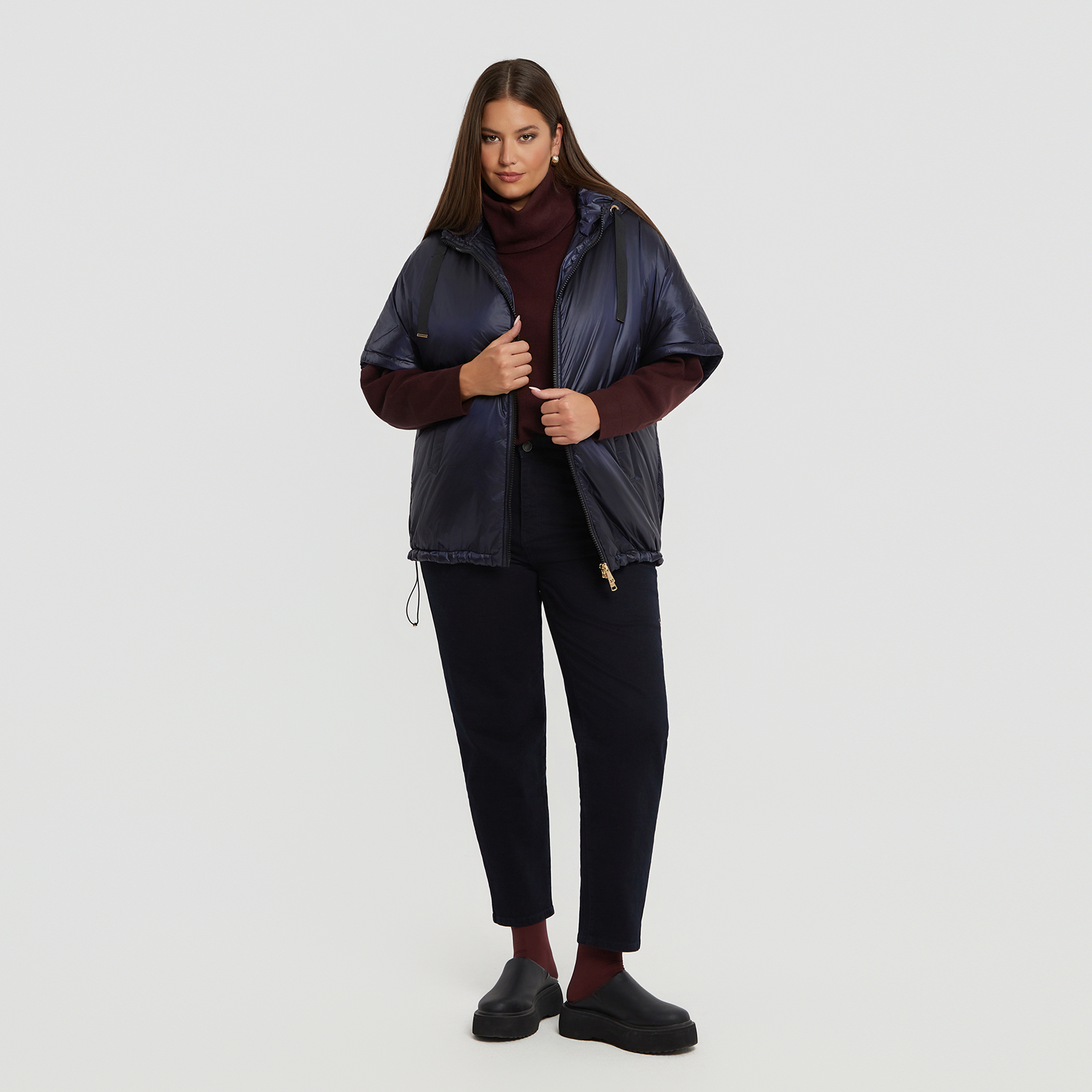 MAT FASHION Σατινέ μπουφάν με κουκούλα και κοντά μανίκια