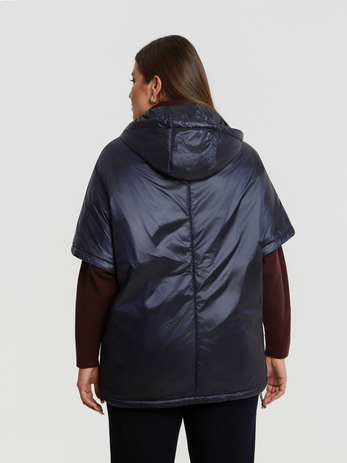 Σατινέ μπουφάν με κουκούλα και κοντά μανίκια φωτογραφία