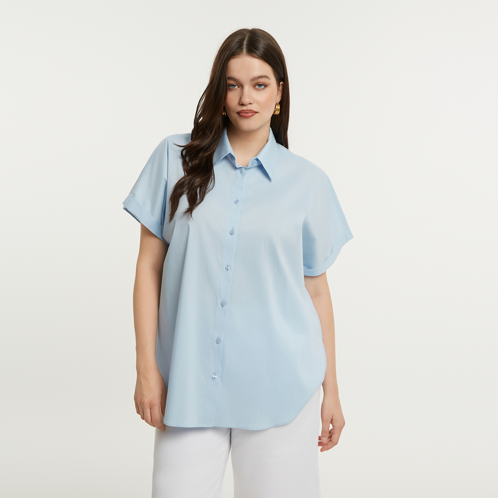 Short-sleeve poplin shirt