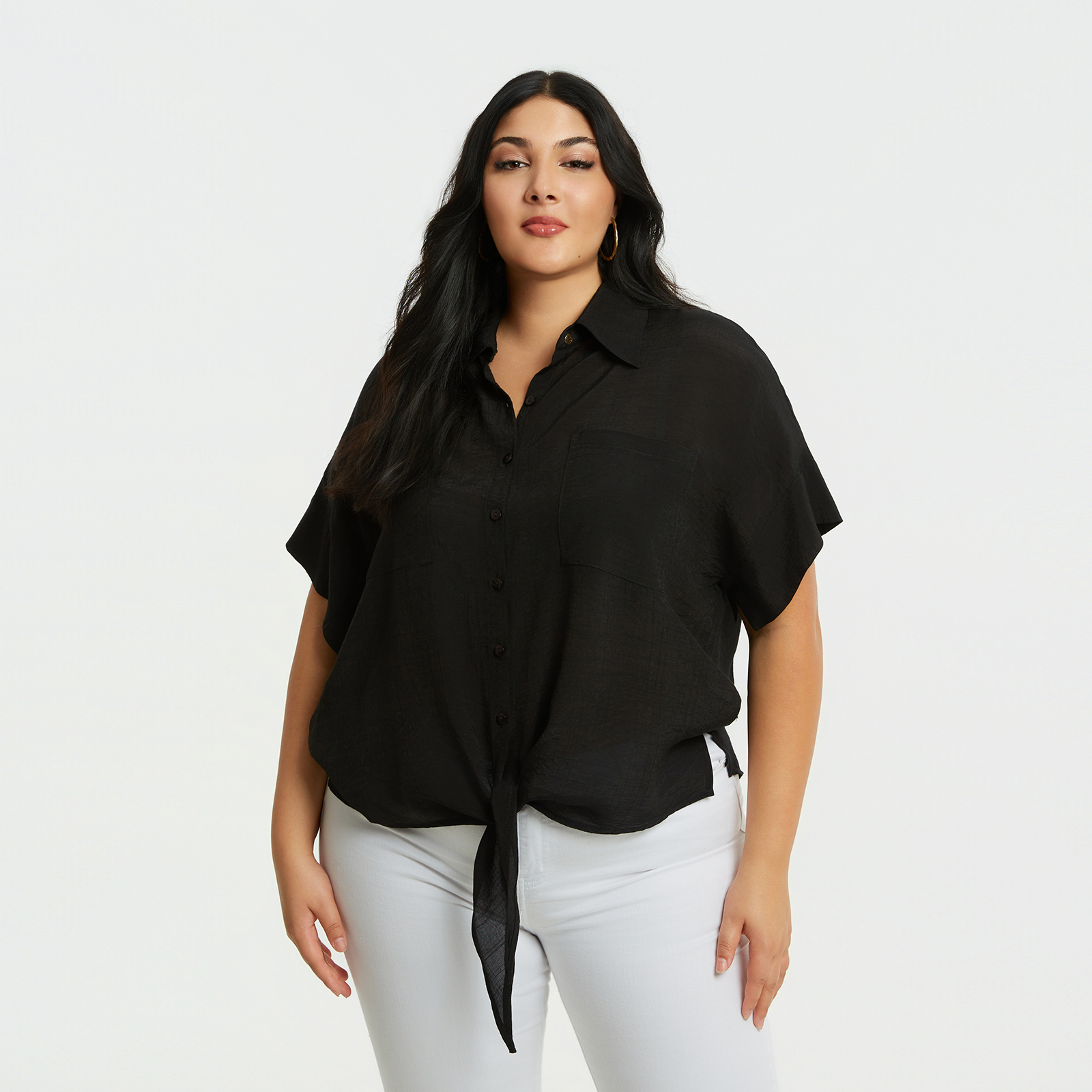 MAT FASHION Πουκάμισο με τσέπες και δέσιμο μπροστά
