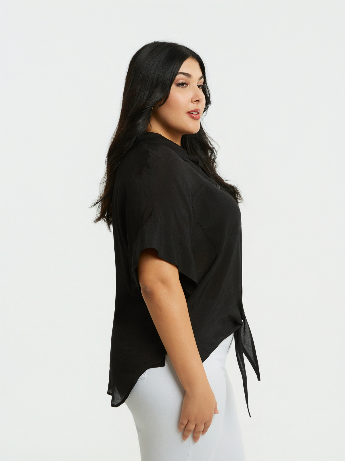 Πουκάμισο με τσέπες και δέσιμο μπροστά φωτογραφία