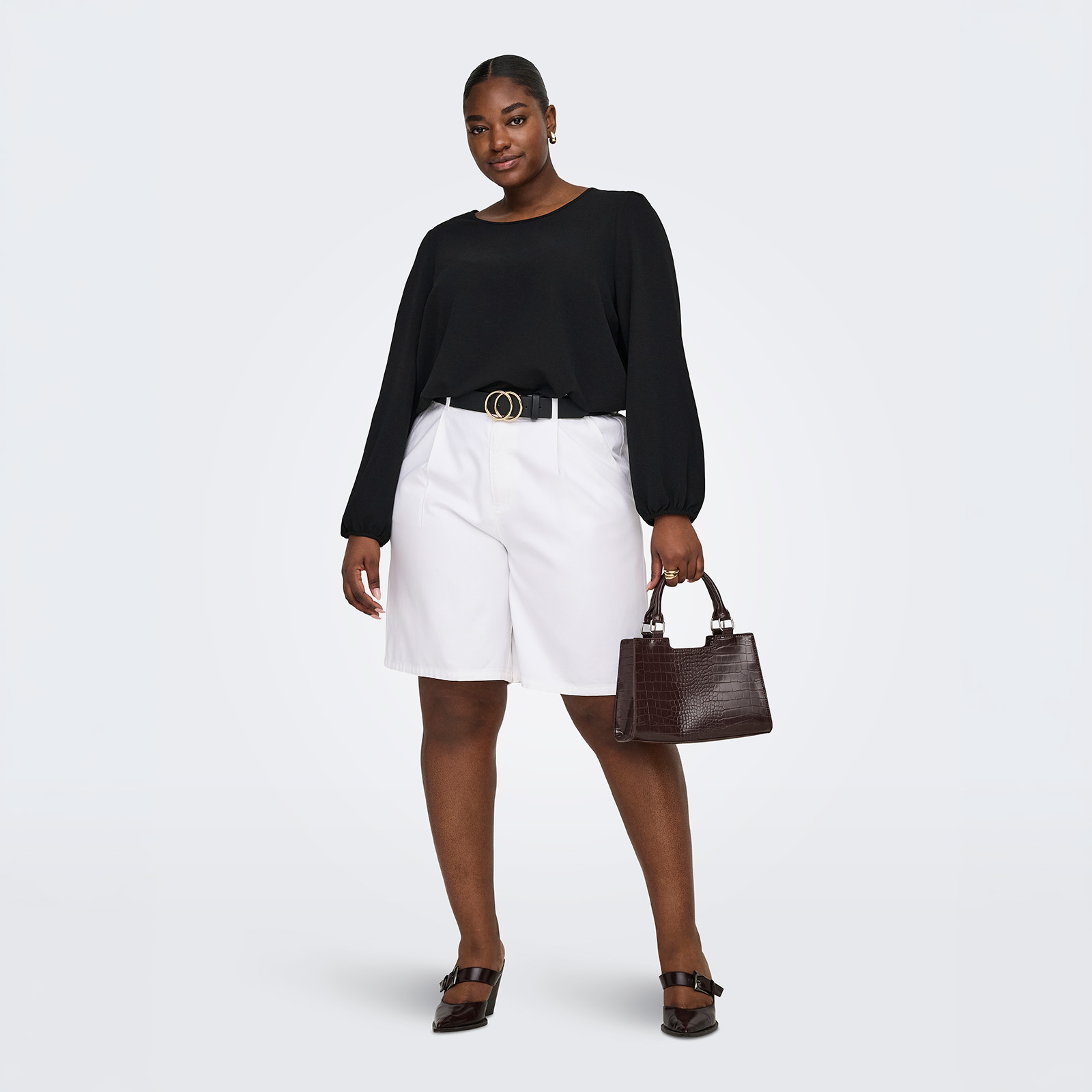 Cardavina-soft mid waist loose fit Bermuda shorts