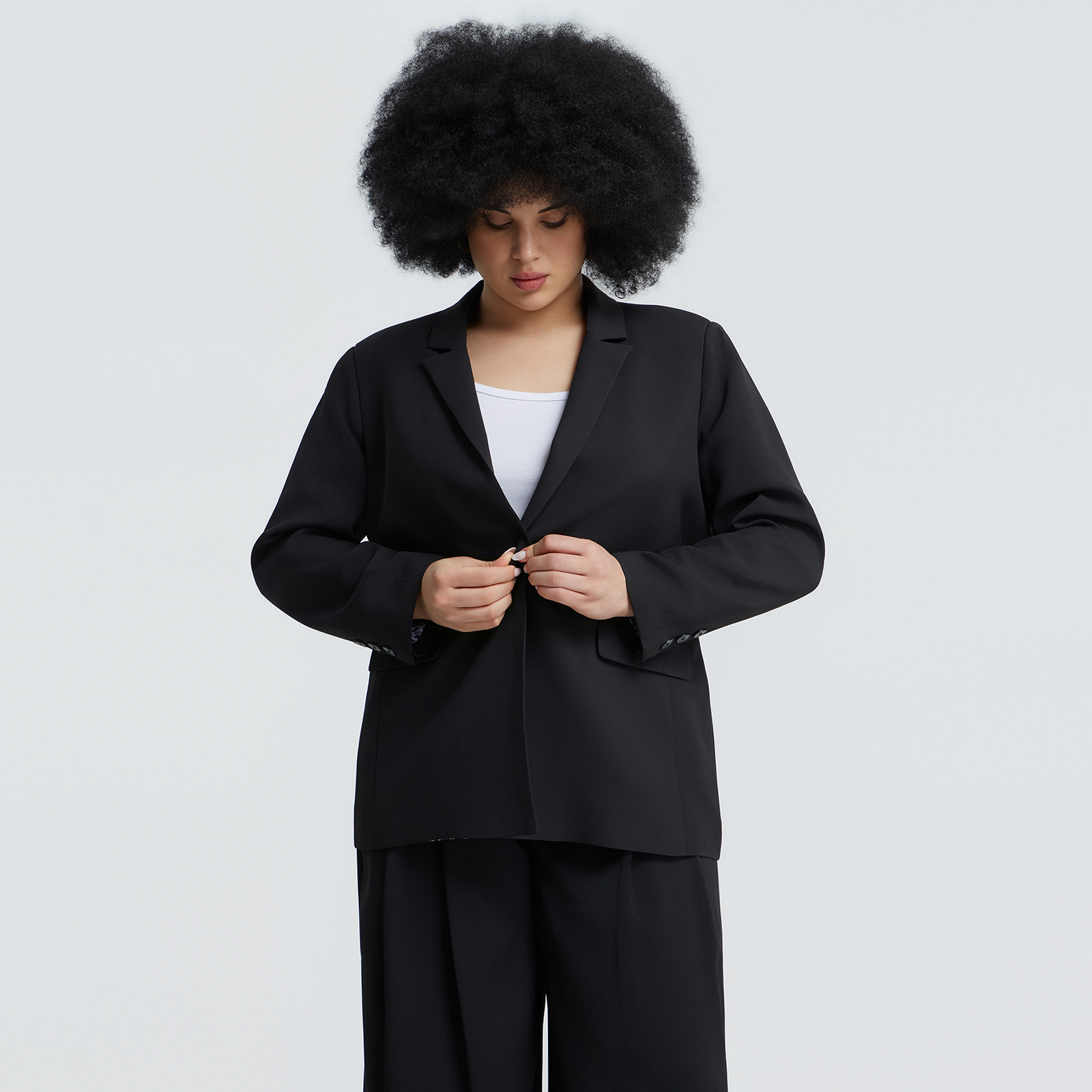 Single-breasted blazer with printed lining