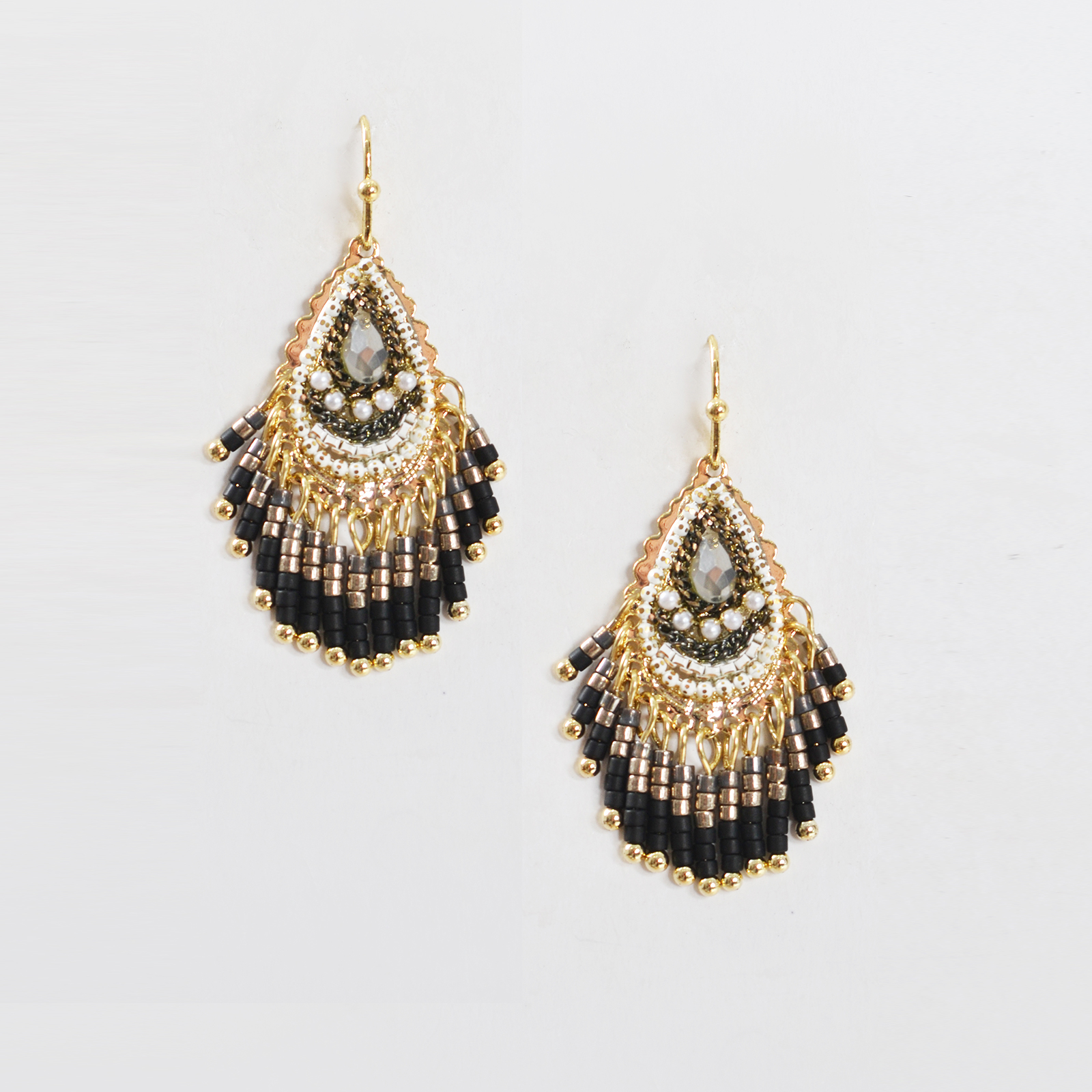 Boho beaded drop earrings