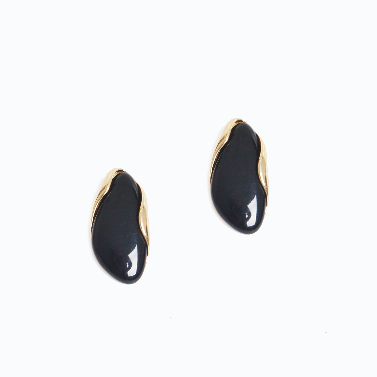 Abstract stud earrings with gold-tone accents