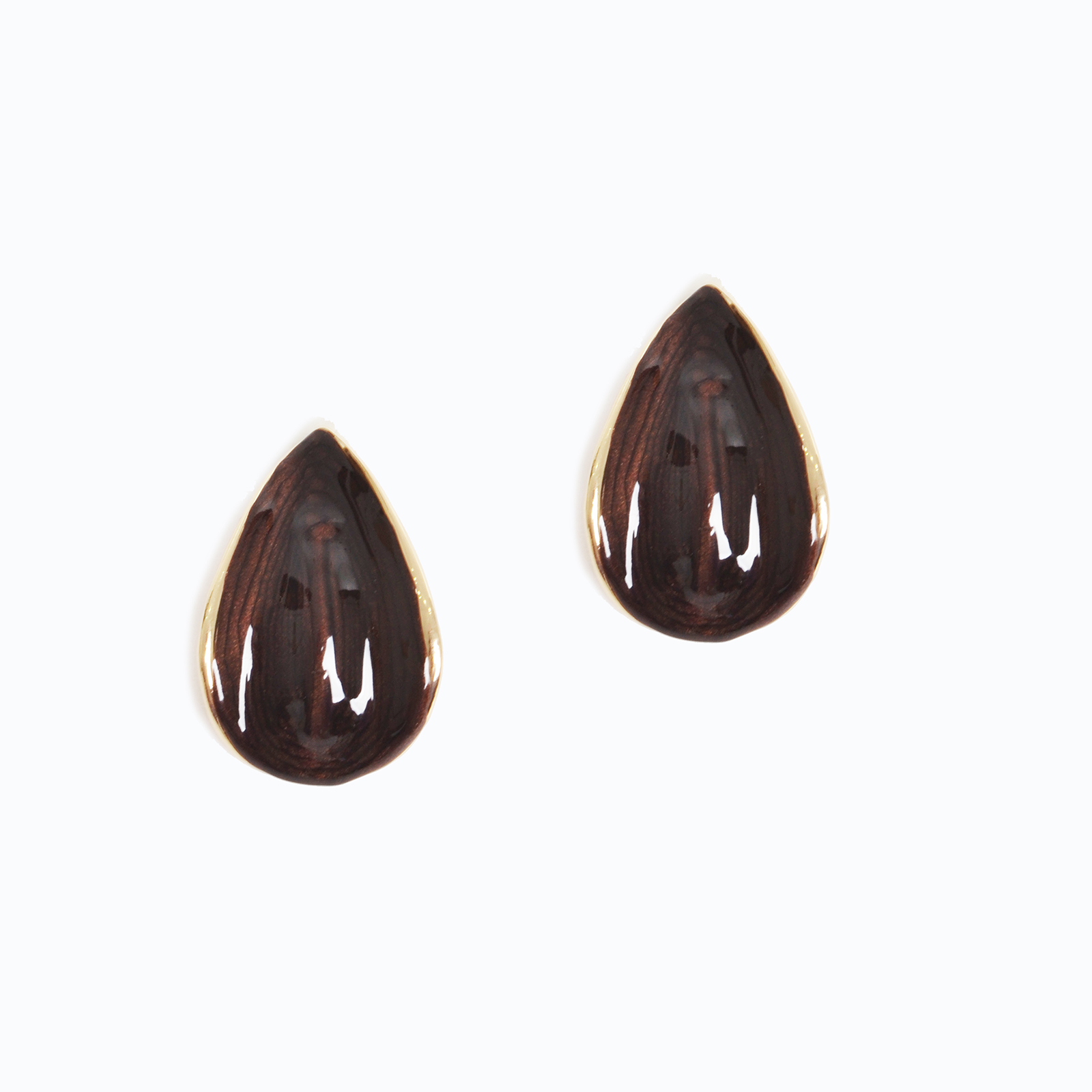 Teardrop resin earrings with gold-tone edging