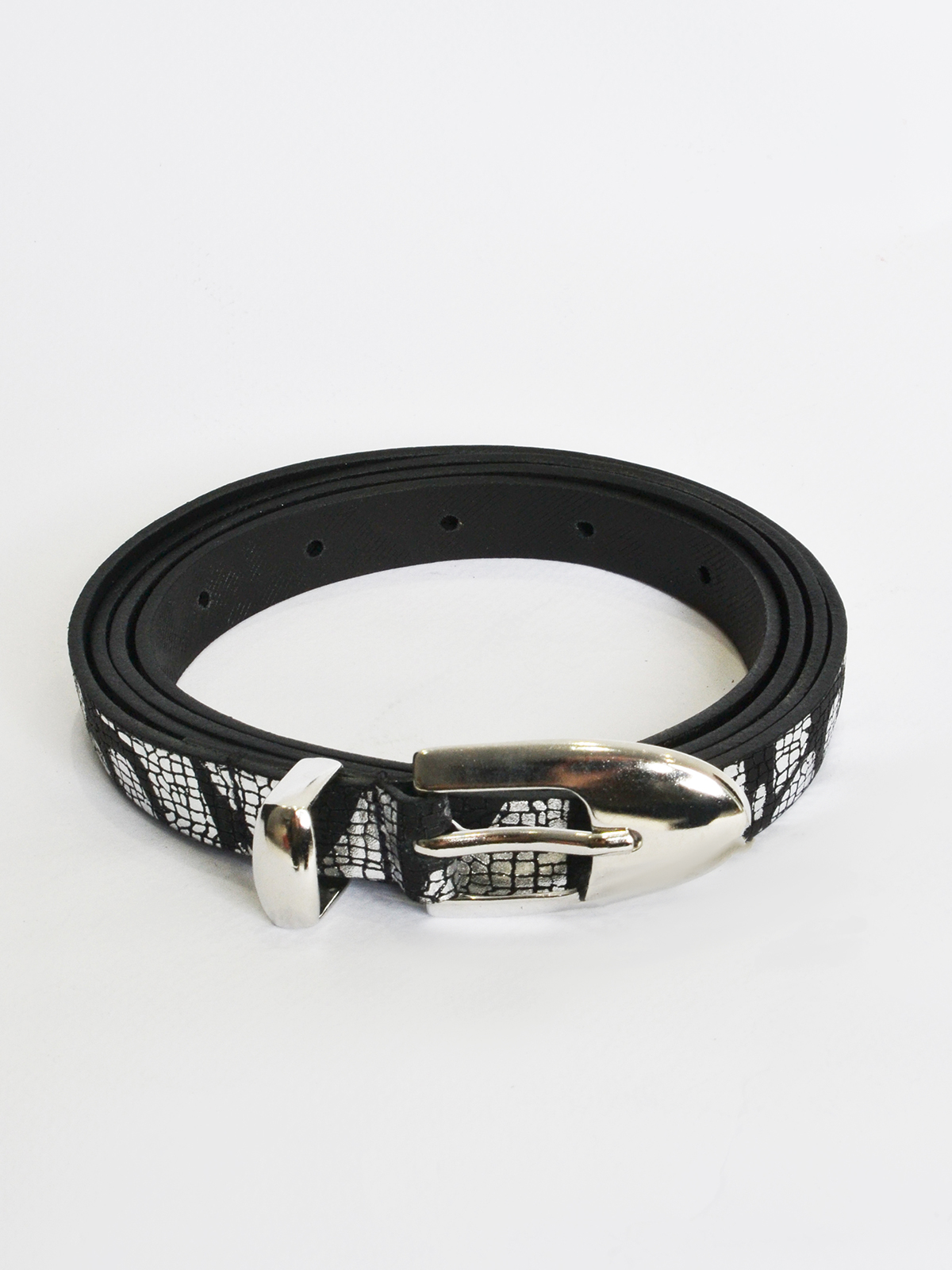 Δερμάτινη snakeskin ζώνη με metallic μοτίβο φωτογραφία