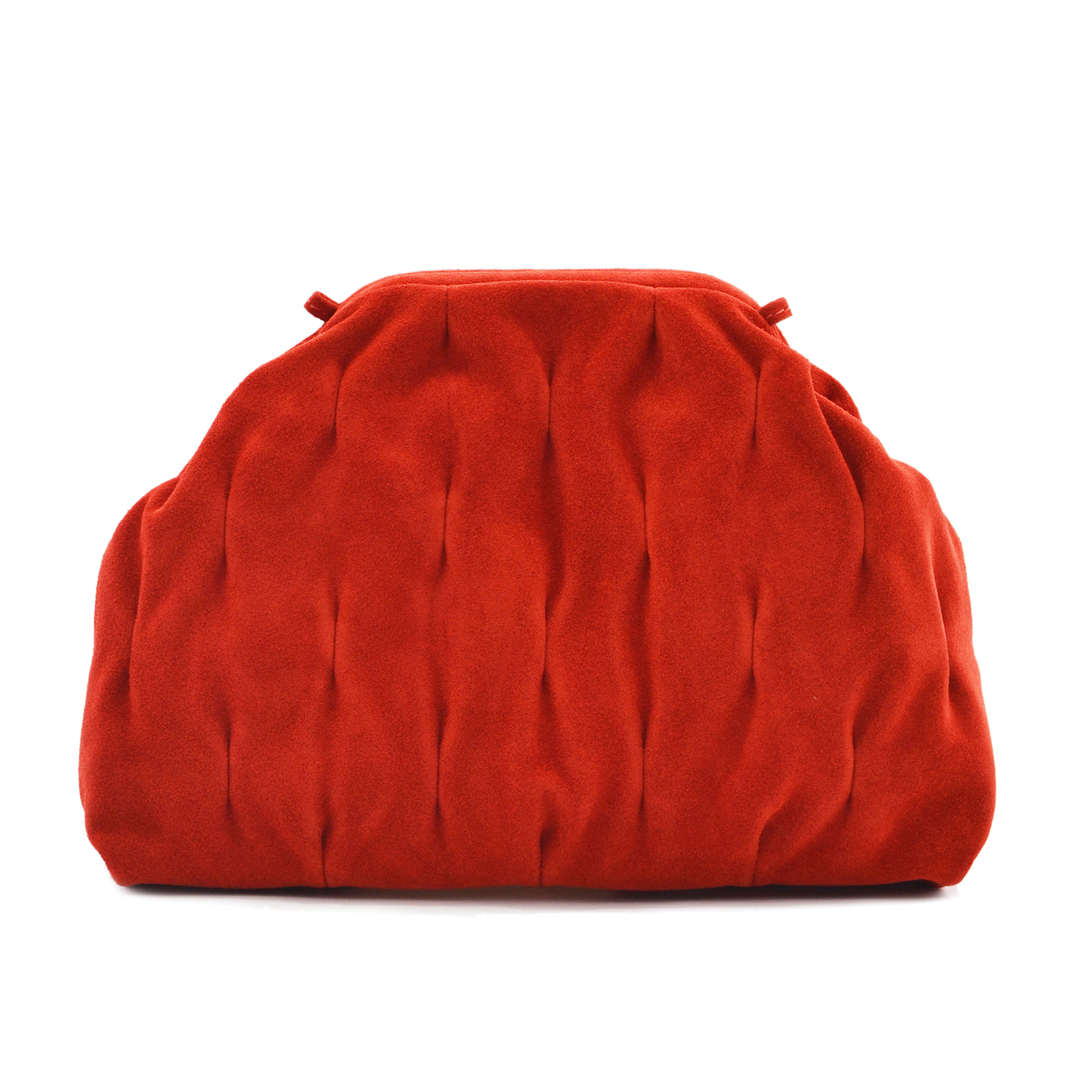 Soft sculpted suede clutch