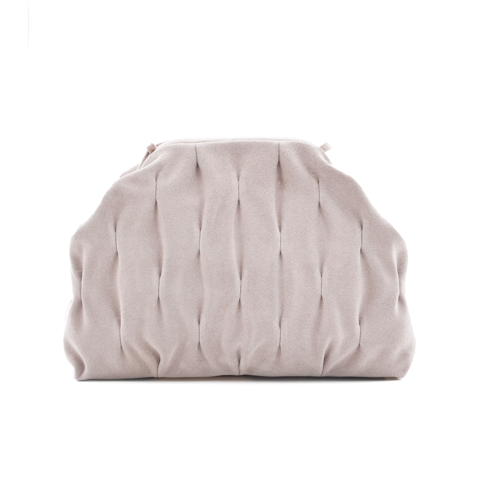 Soft sculpted suede clutch