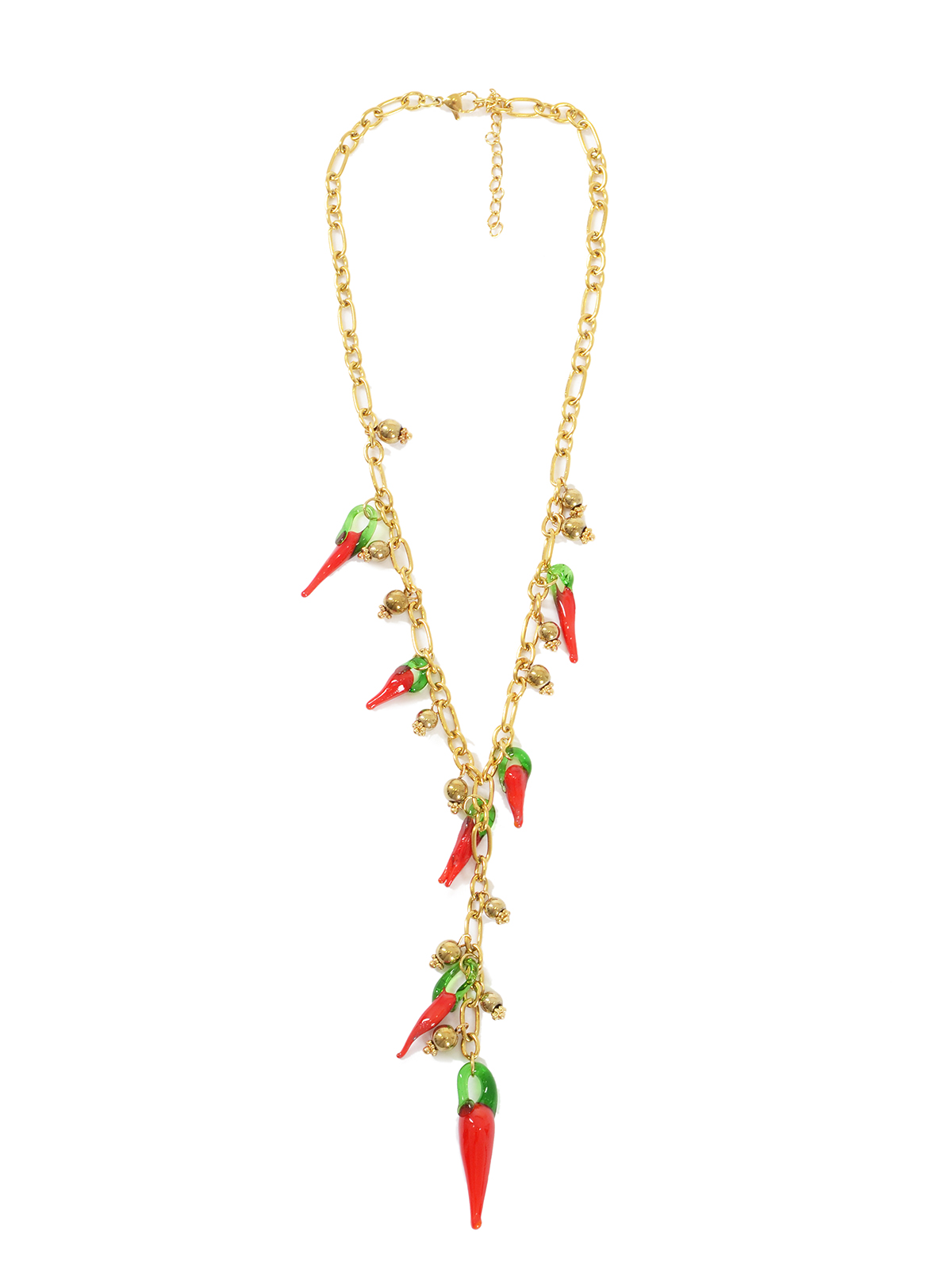 Statement κολιέ με πιπεριές και αλυσίδα σε χρυσή απόχρωση φωτογραφία