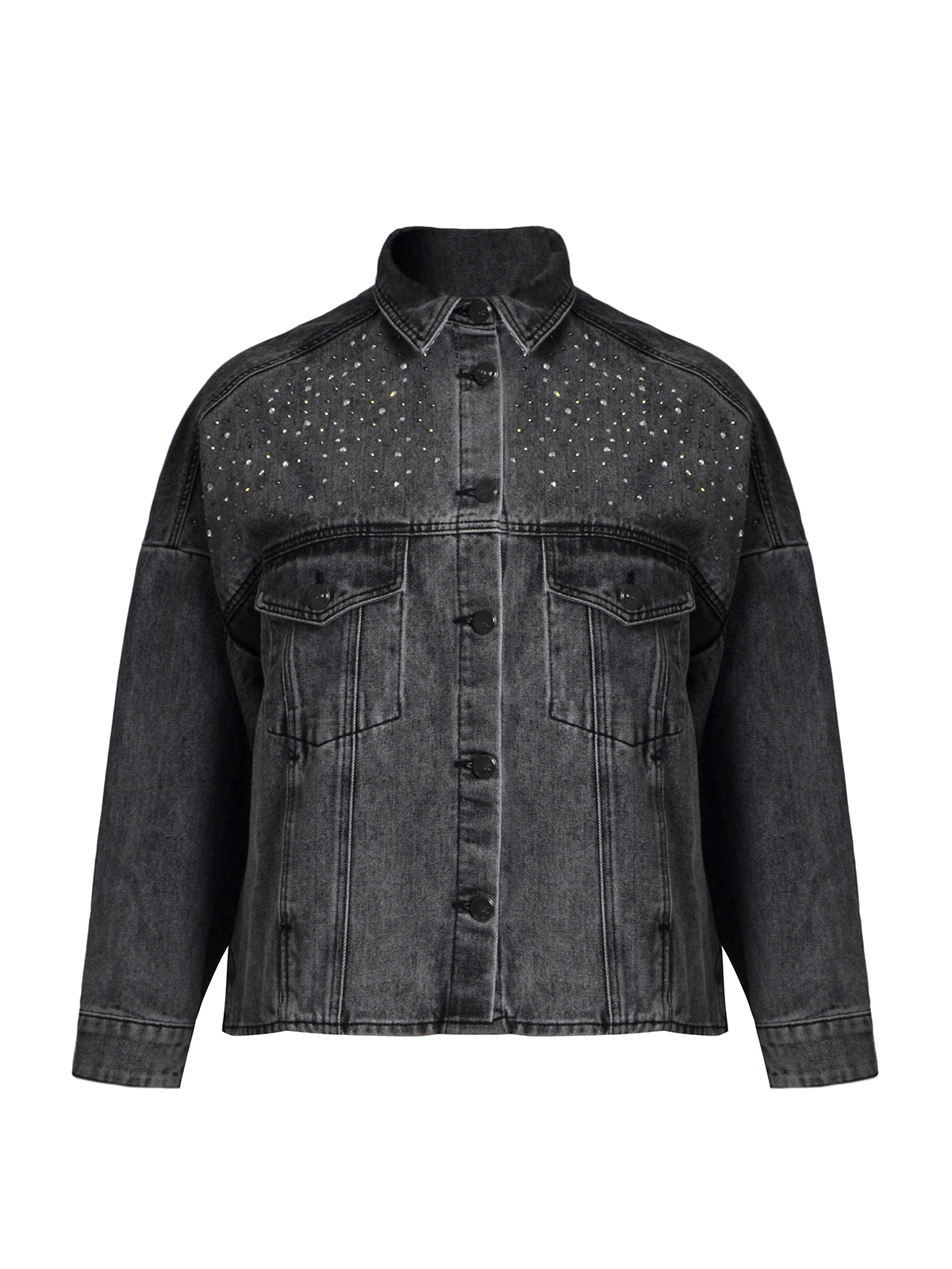 Τζιν τζάκετ με strass λεπτομέρειες φωτογραφία