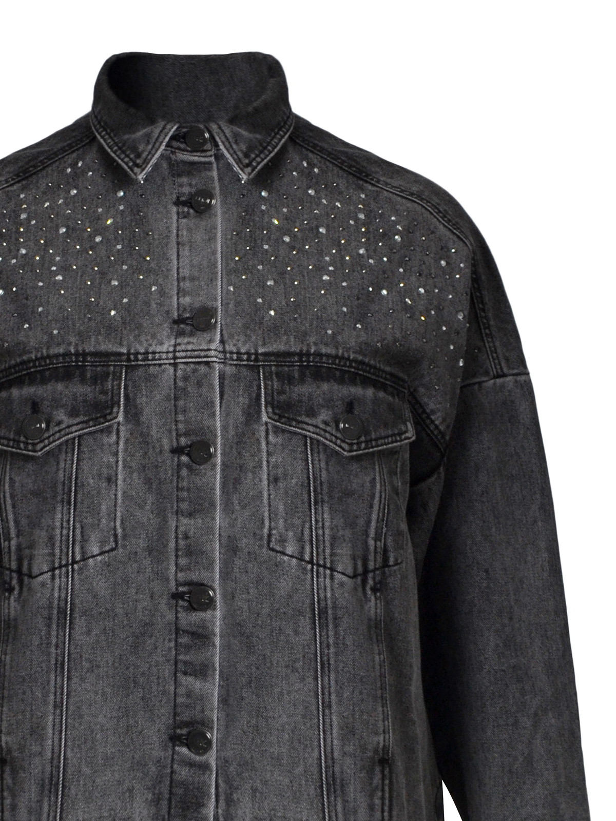 Τζιν τζάκετ με strass λεπτομέρειες φωτογραφία