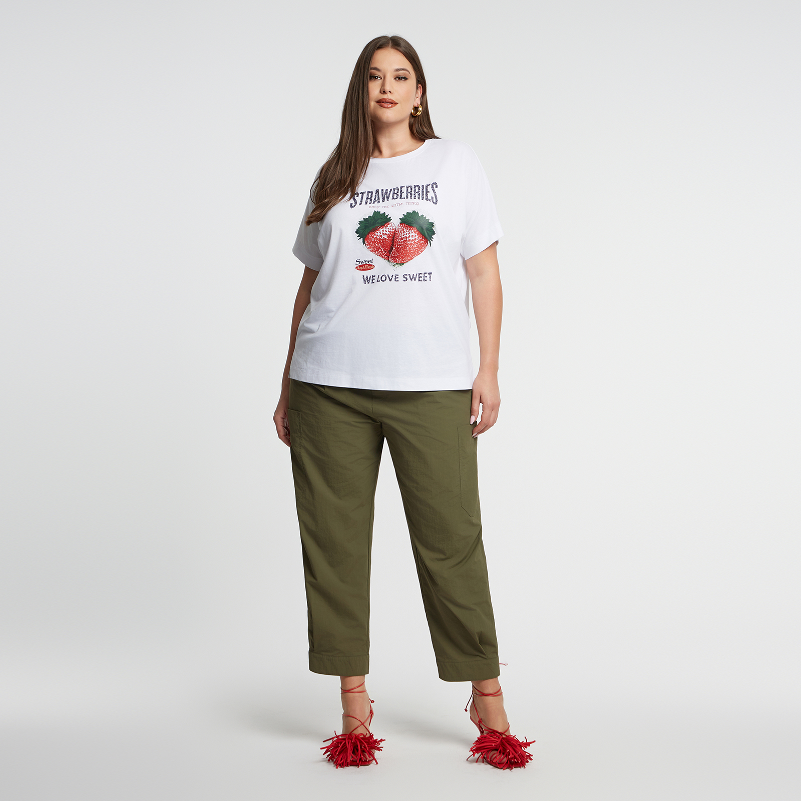 MAT FASHION Βαμβακερό t-shirt με στάμπα φράουλας