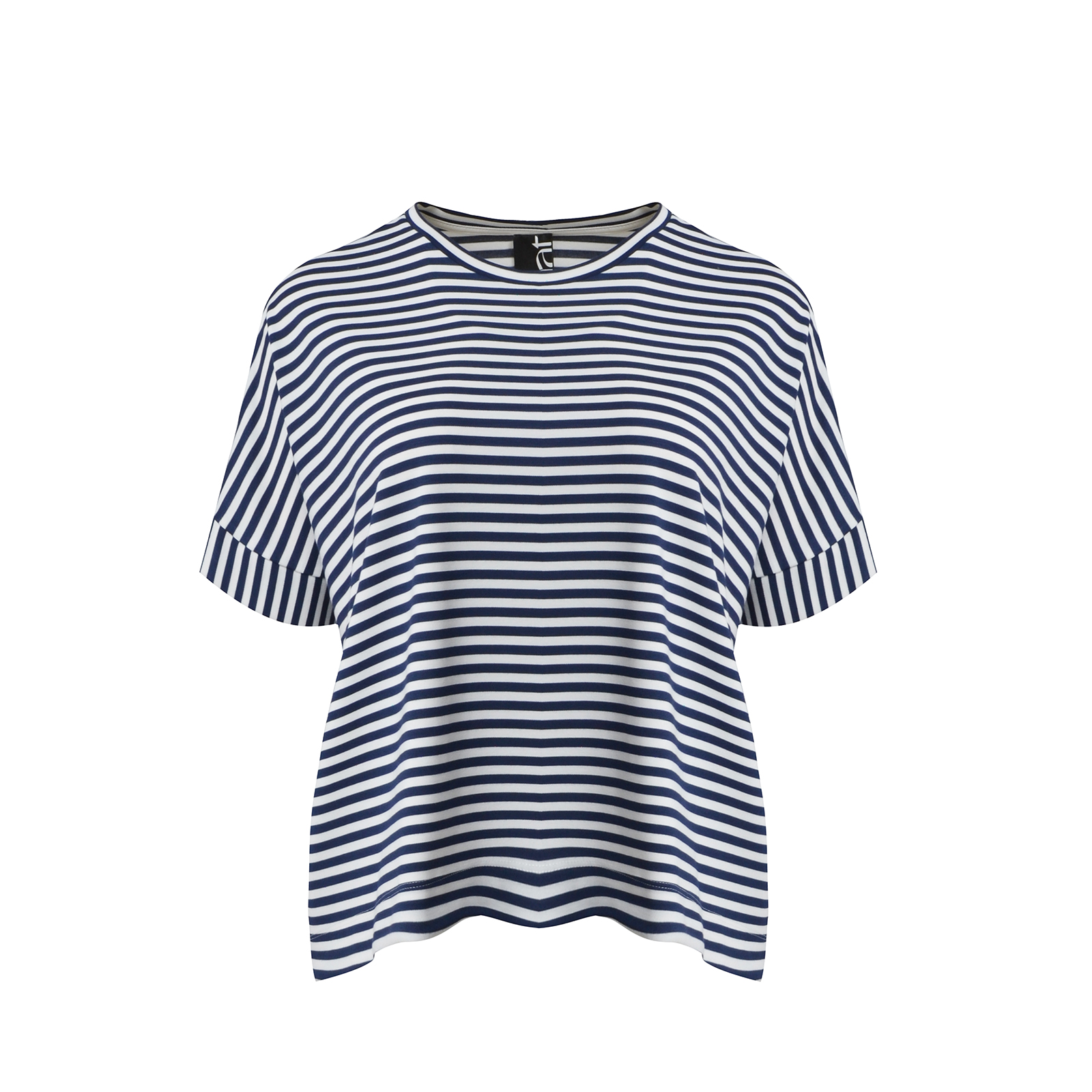 Striped boxy viscose-blend top