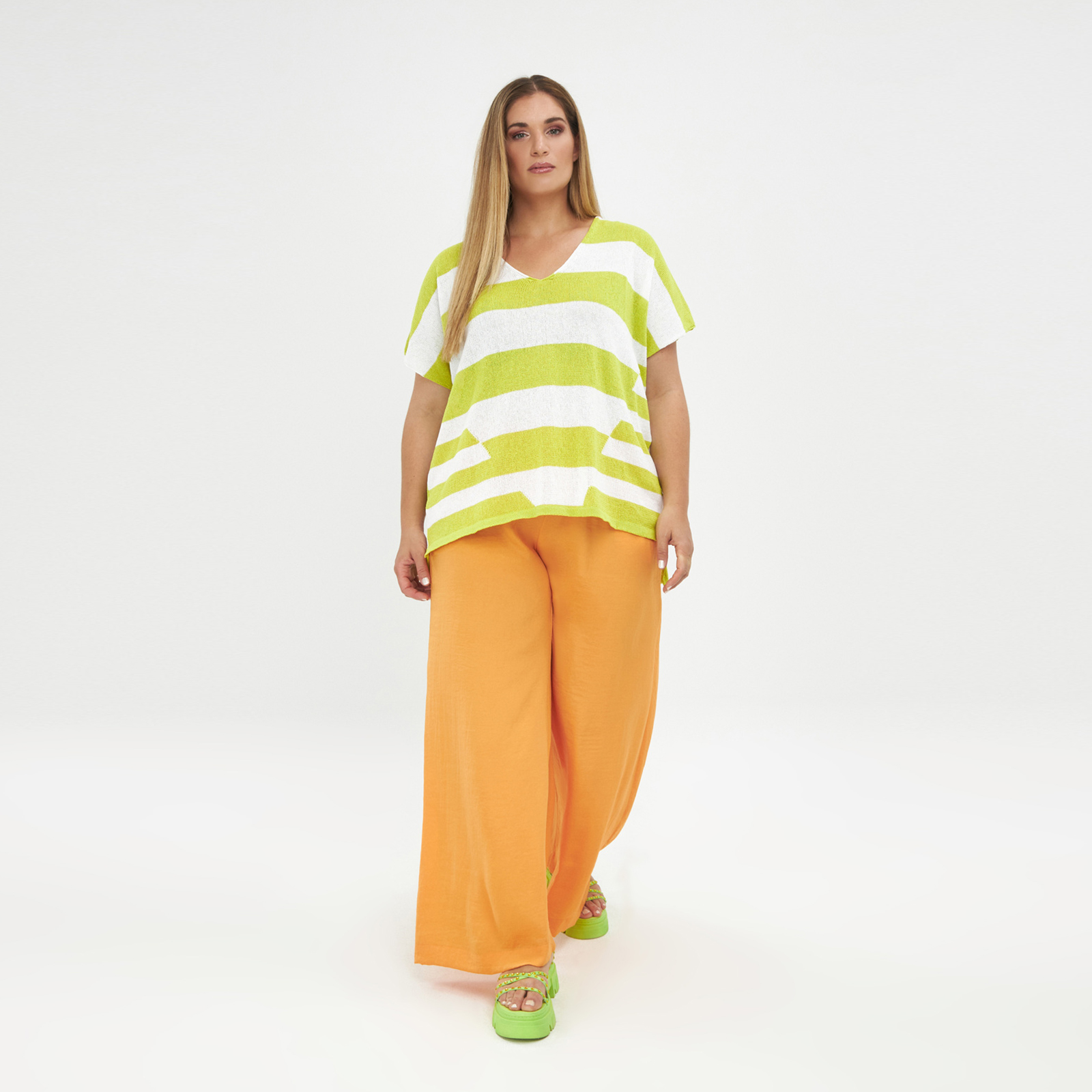 MAT FASHION Μπλούζα πλεκτή βαμβακερή με ρίγες