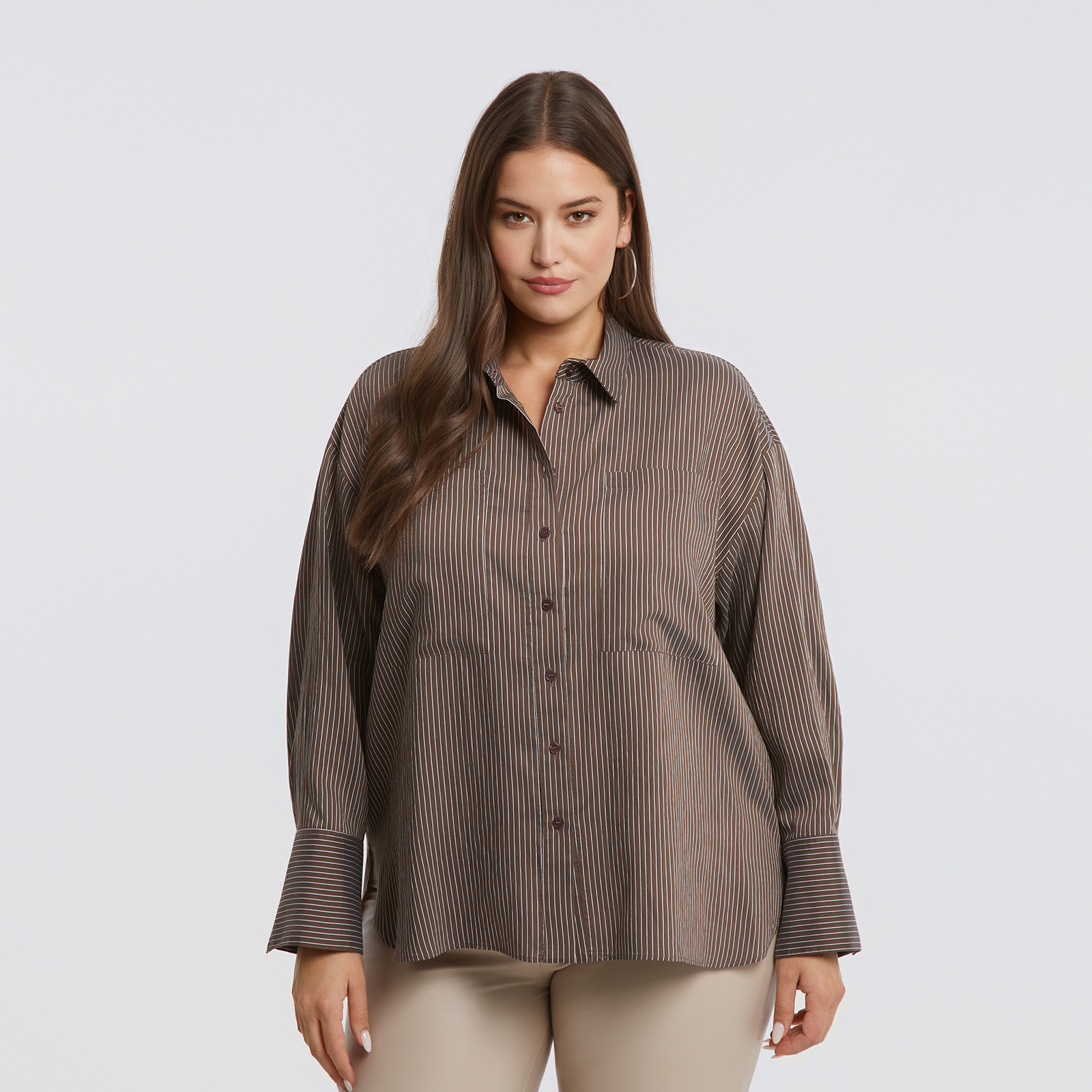 Striped modal-blend oversized shirt