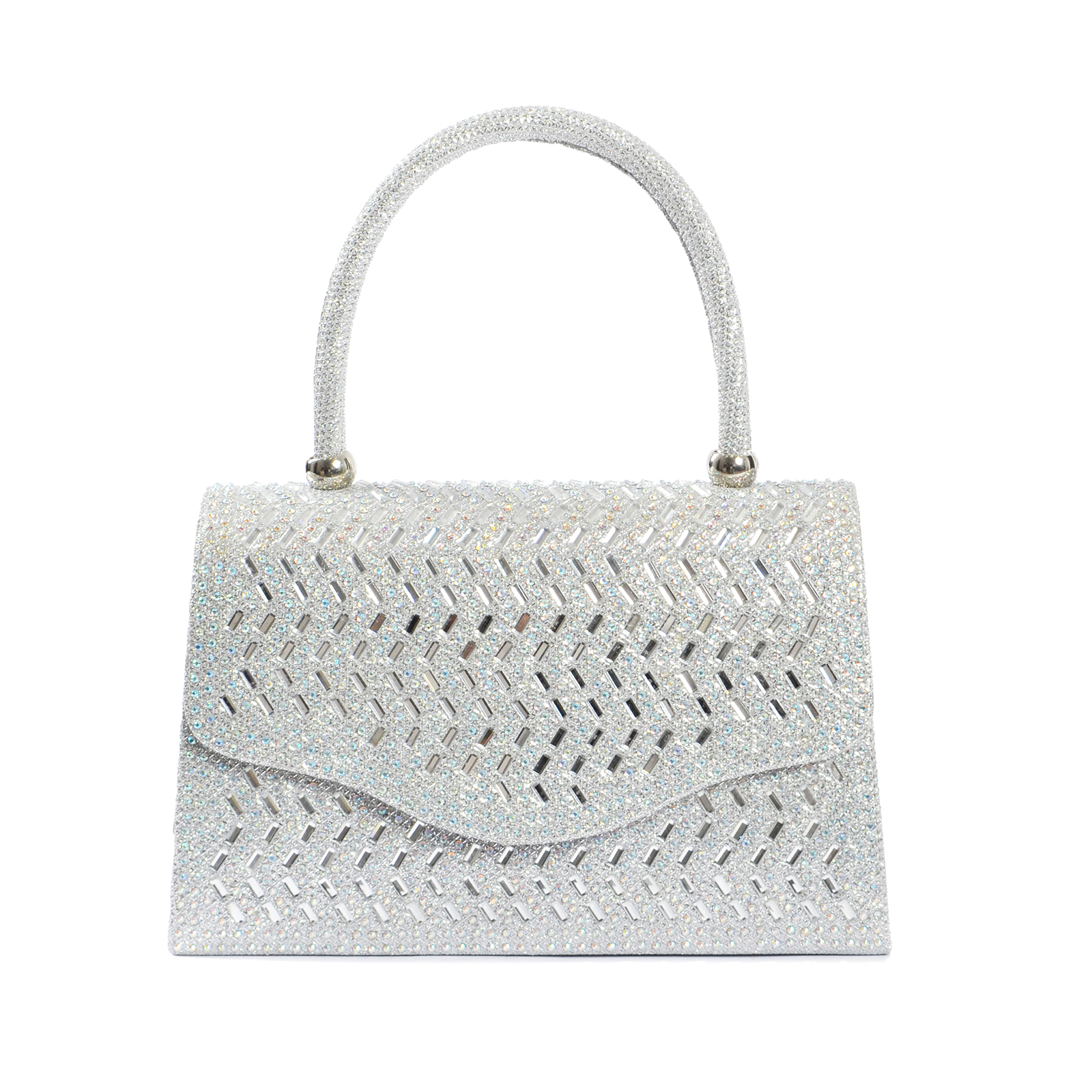MAT FASHION Glitter τσαντάκι χειρός με ανάγλυφο ζιγκ-ζαγκ σχέδιο