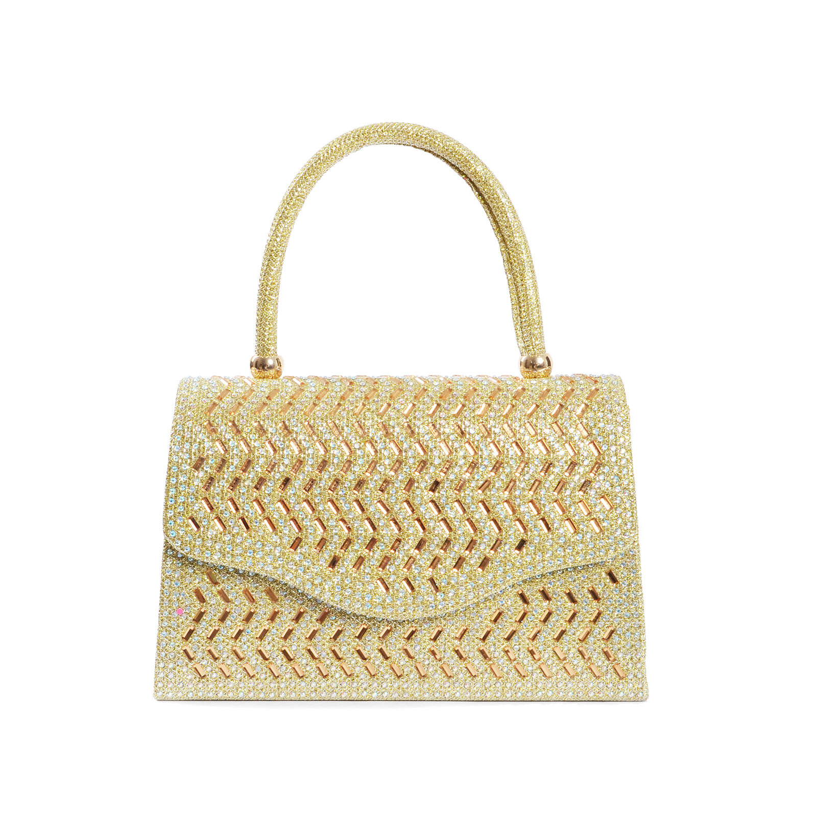MAT FASHION Glitter τσαντάκι χειρός με ανάγλυφο ζιγκ-ζαγκ σχέδιο