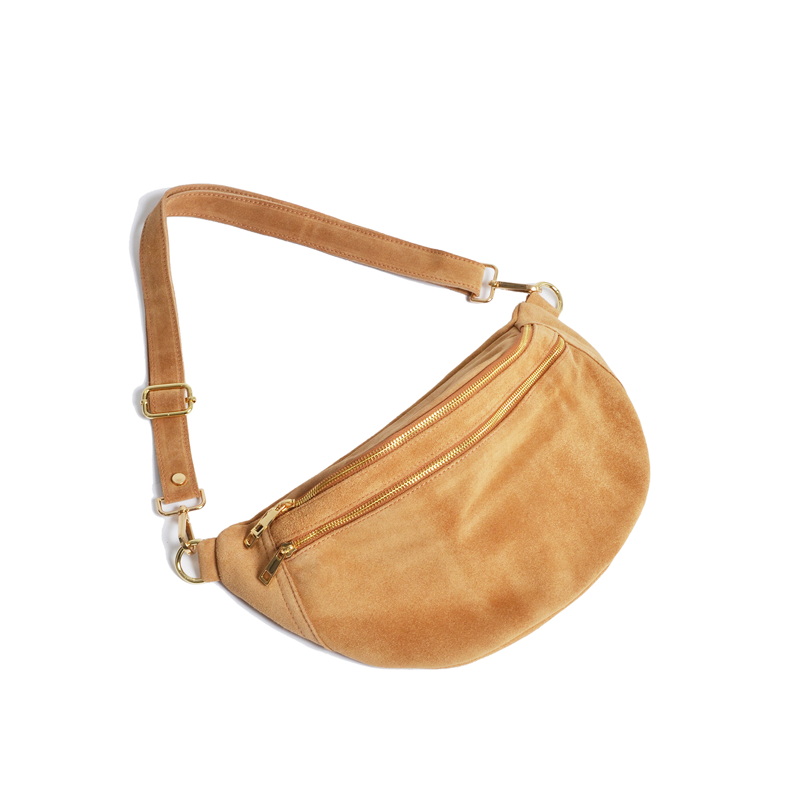 Suede leather crossbody belt bag