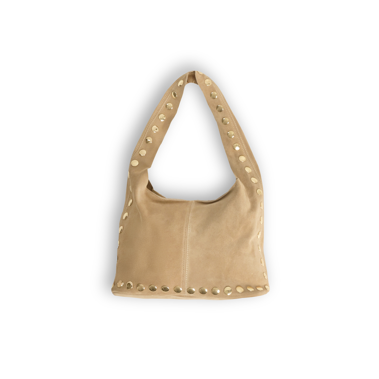 MAT FASHION Δερμάτινη σουέντ τσάντα με μεταλλικά τρουκς