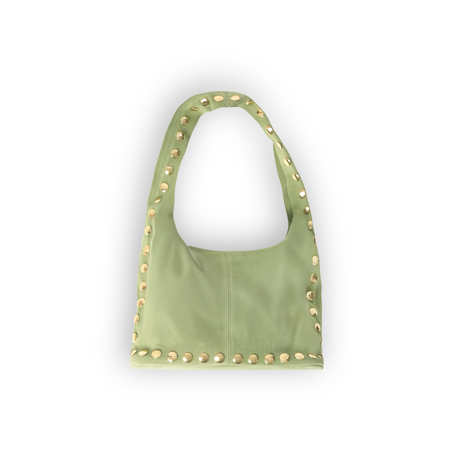 Δερμάτινη σουέντ τσάντα με μεταλλικά τρουκς