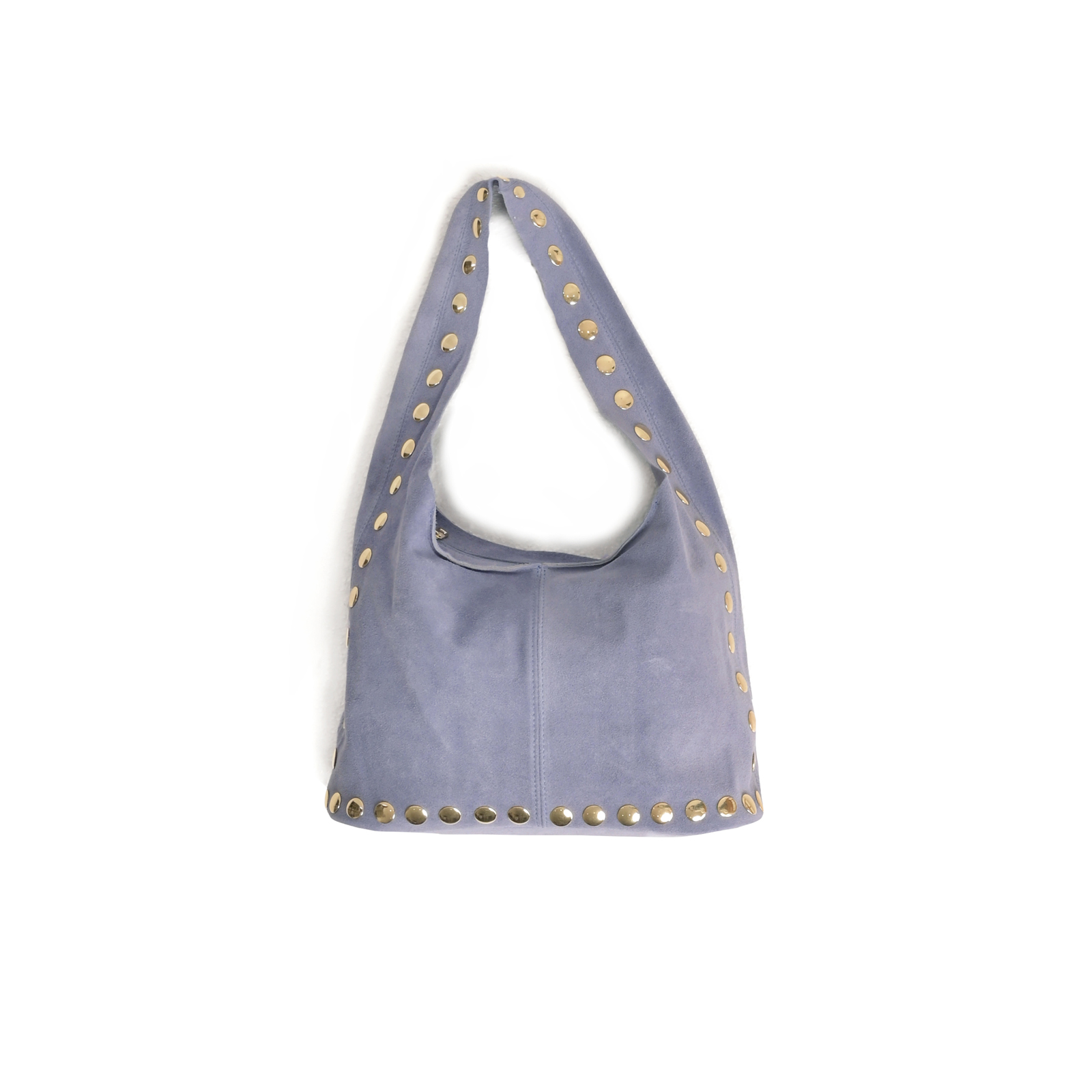 MAT FASHION Δερμάτινη σουέντ τσάντα με μεταλλικά τρουκς