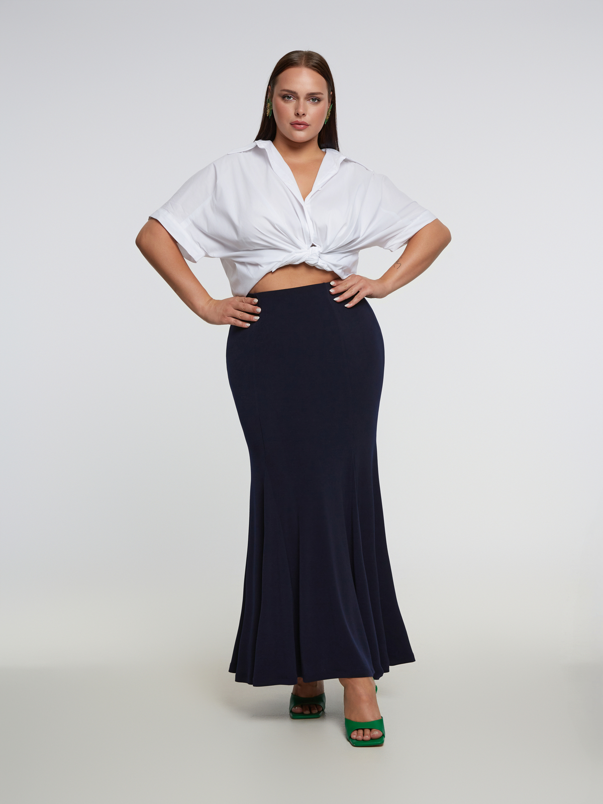 Φούστα super-jersey με πτυχώσεις στο τελείωμα φωτογραφία