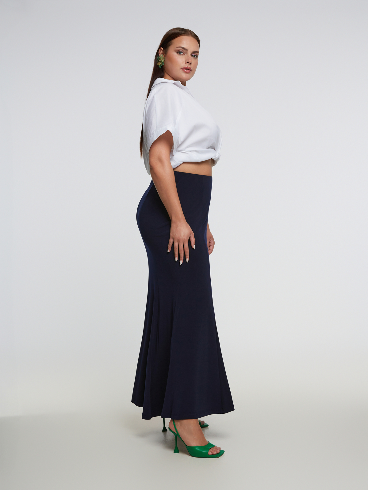 Φούστα super-jersey με πτυχώσεις στο τελείωμα φωτογραφία