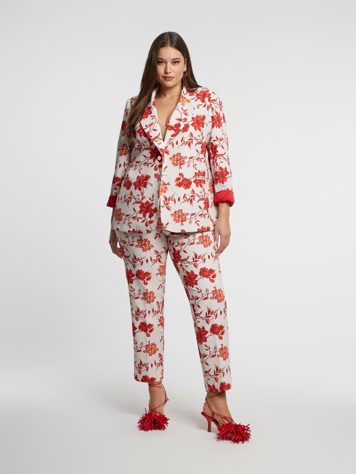 Tailored σακάκι με φλοράλ σχέδιο φωτογραφία