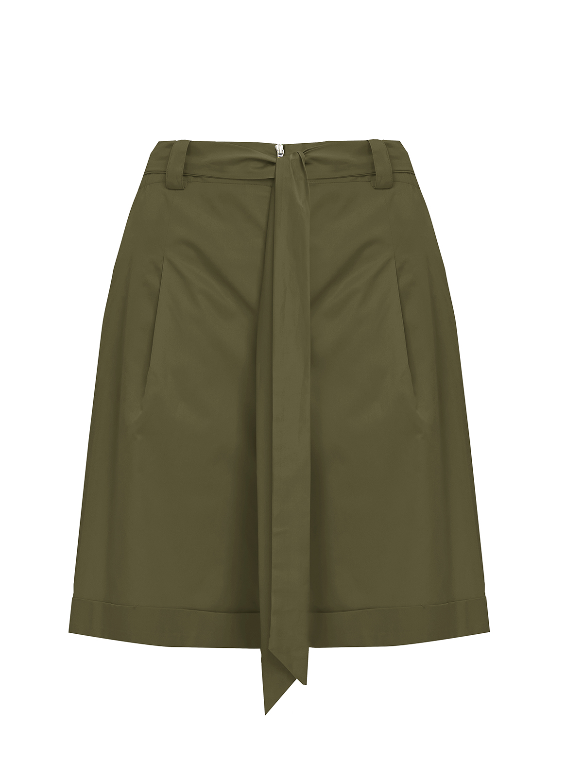 Ψηλόμεση βερμούδα βισκόζη/λινό με ζώνη φωτογραφία