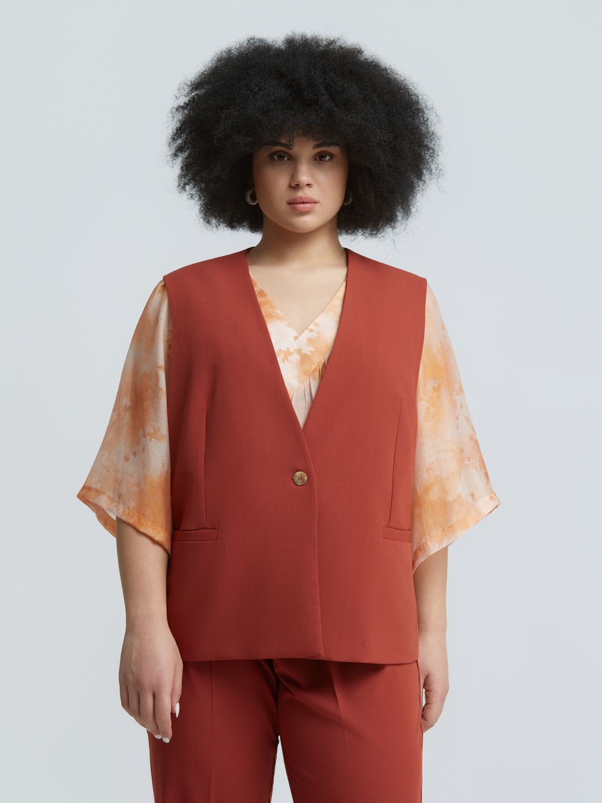 Tailored γιλέκο με κουμπί φωτογραφία