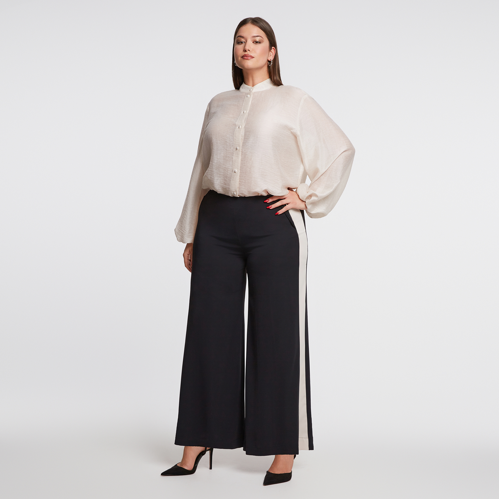 MAT FASHION Παντελόνα με contrast ρίγα στο πλάι