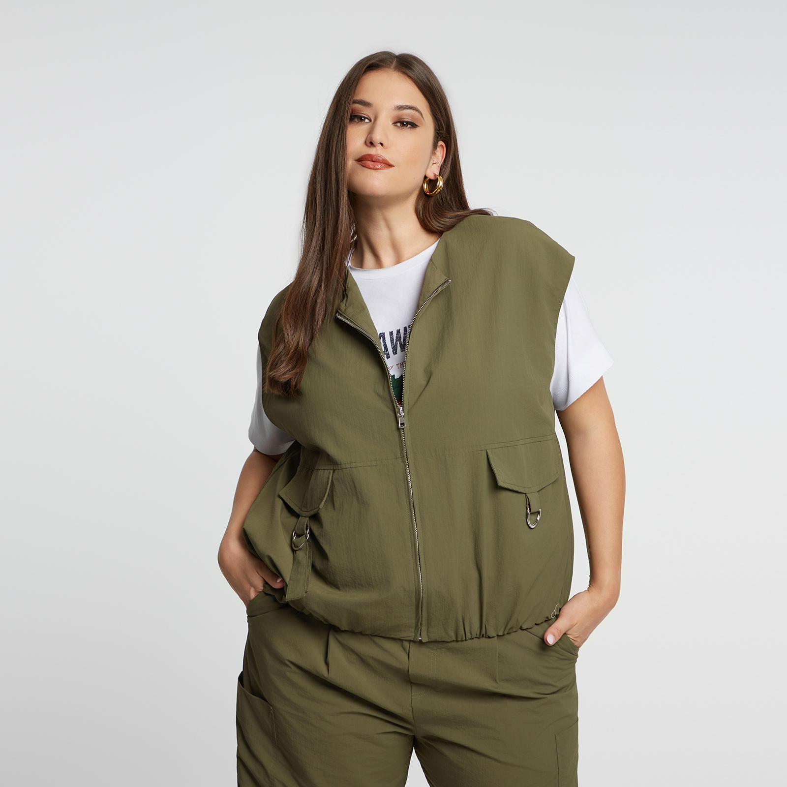 MAT FASHION Γιλέκο με φερμουάρ και utility τσέπες