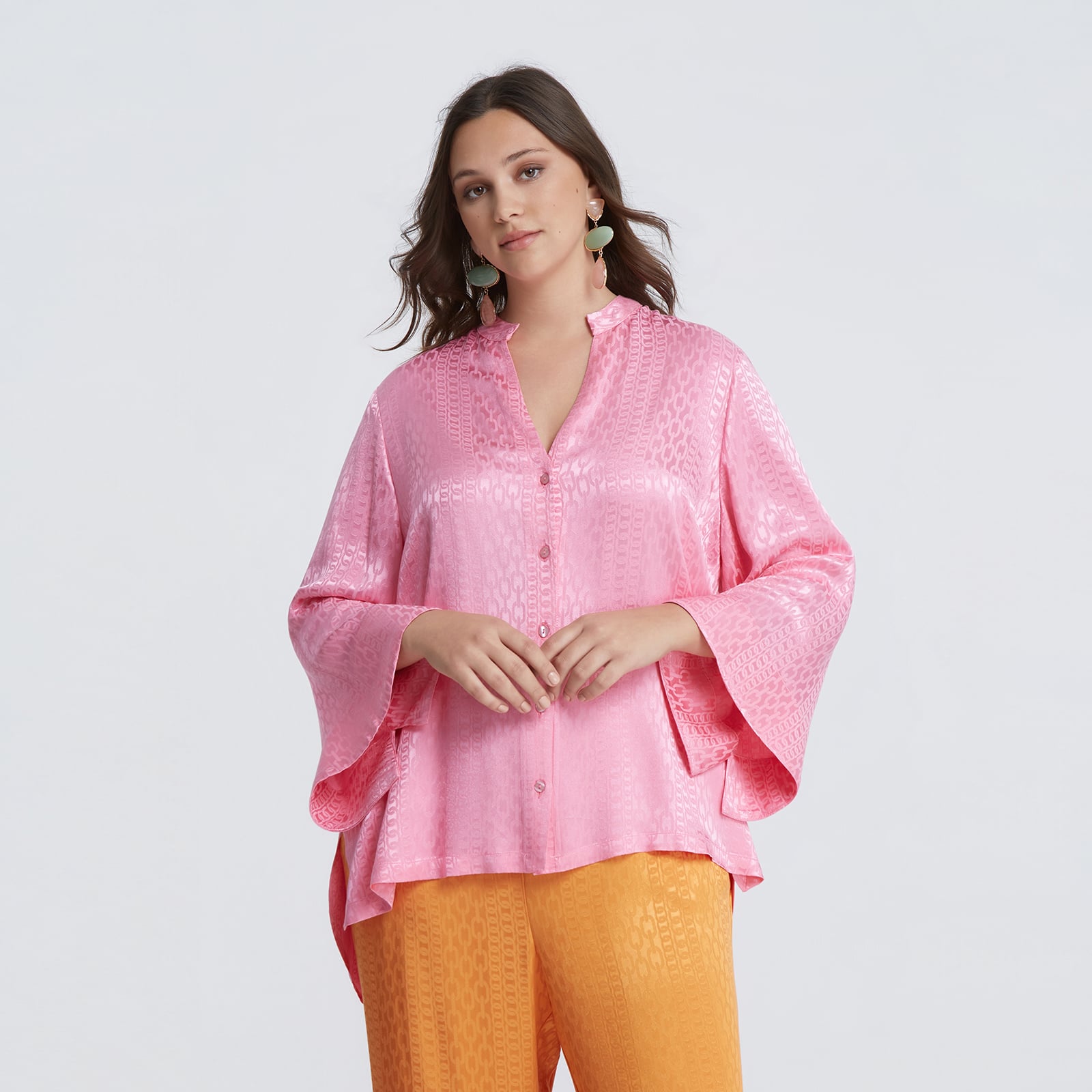 MAT FASHION Πουκάμισο βισκόζη V με ανάγλυφη υφή