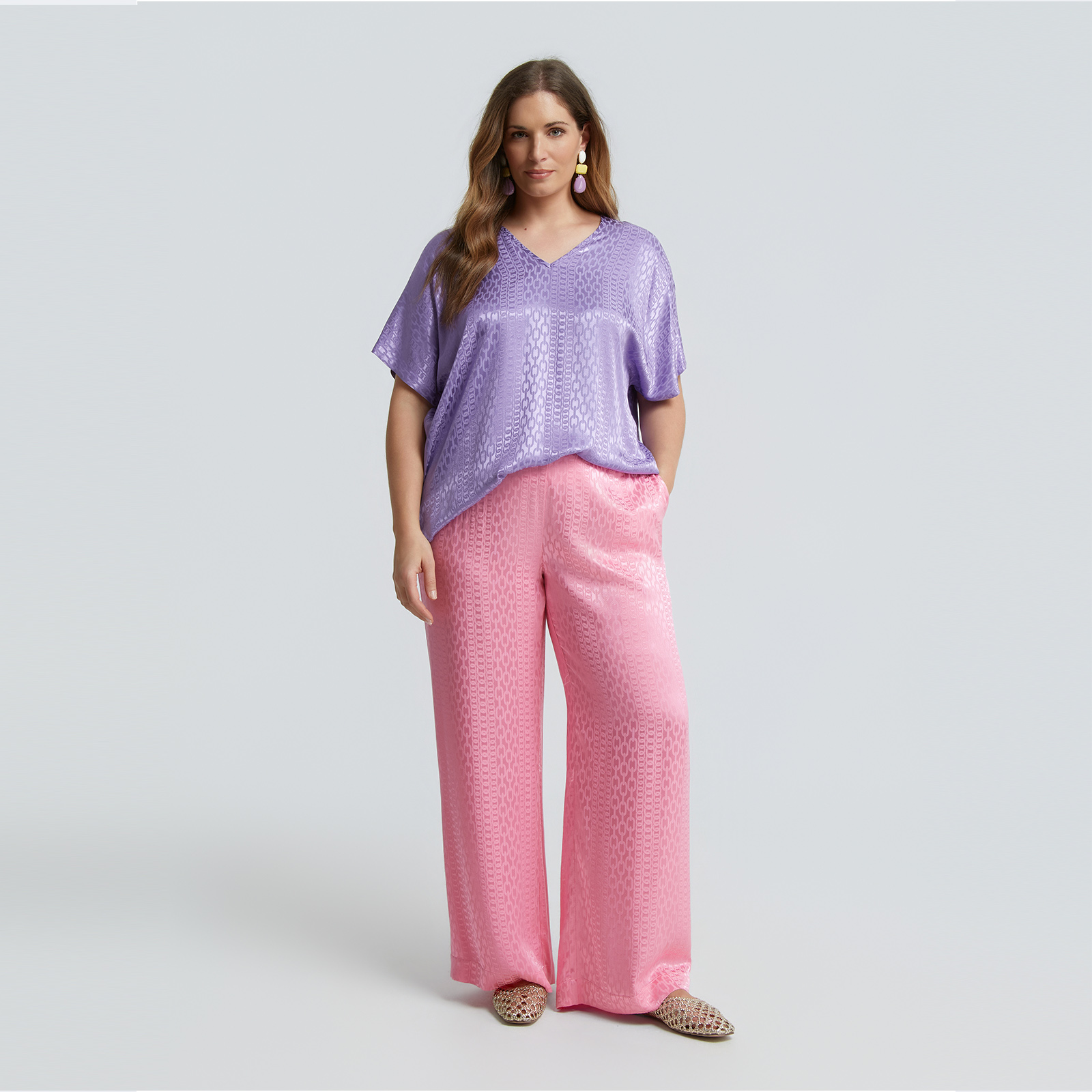 Παντελόνα βισκόζη με ανάγλυφη υφή