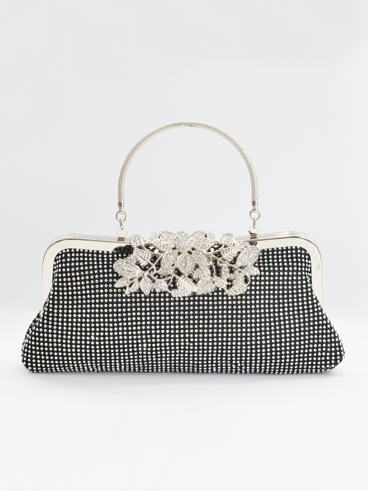 Τσάντα φάκελος με strass και φλοράλ κούμπωμα φωτογραφία