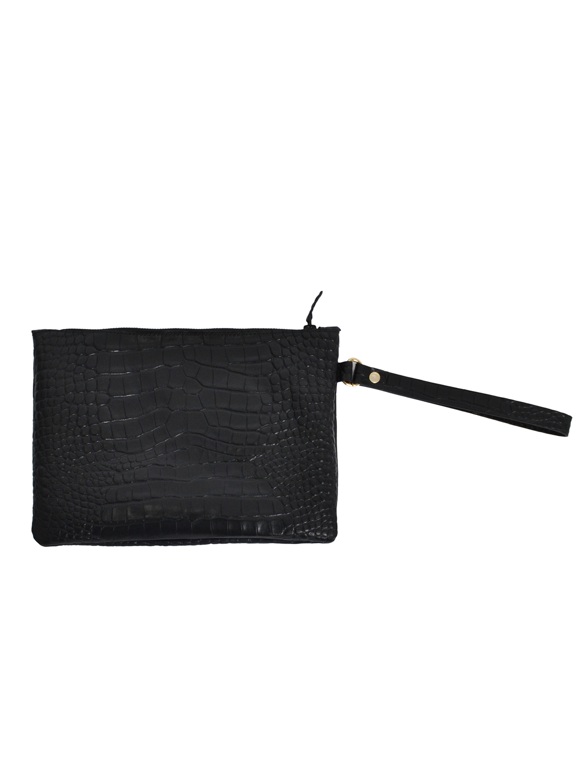 Δερμάτινο clutch με ανάγλυφη croco υφή και λουράκι φωτογραφία
