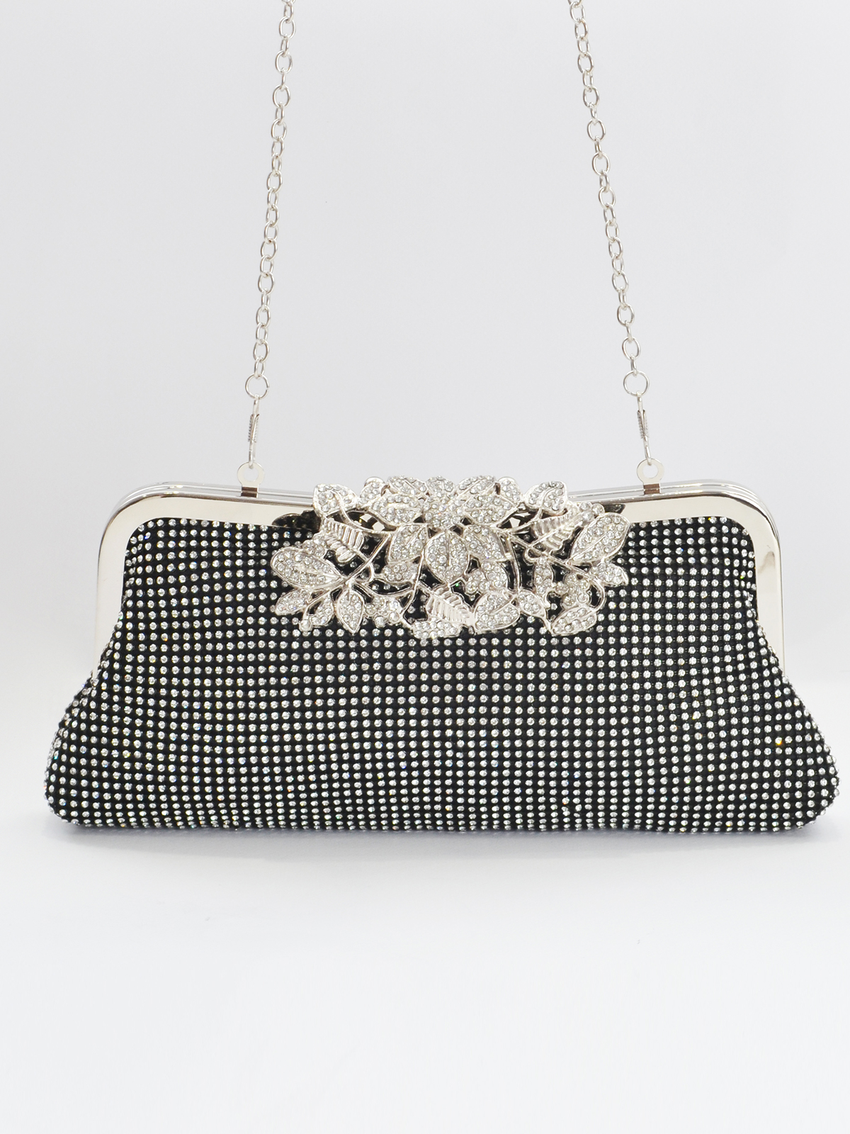 Τσάντα φάκελος με strass και φλοράλ κούμπωμα φωτογραφία