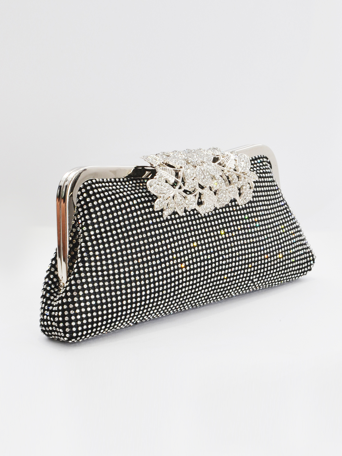 Τσάντα φάκελος με strass και φλοράλ κούμπωμα φωτογραφία