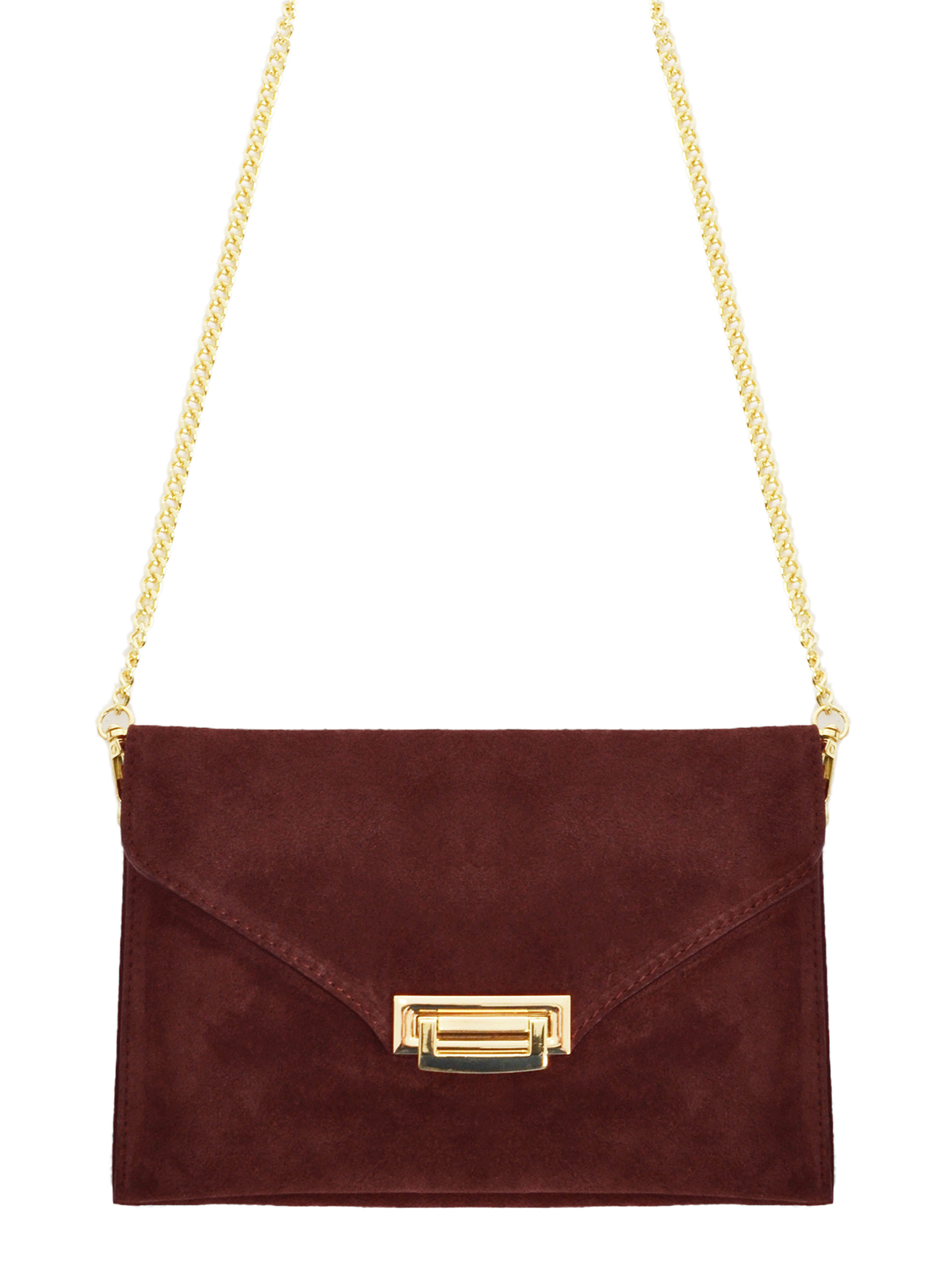 Τσάντα φάκελος από σουέντ δέρμα με χρυσή λεπτομέρεια φωτογραφία