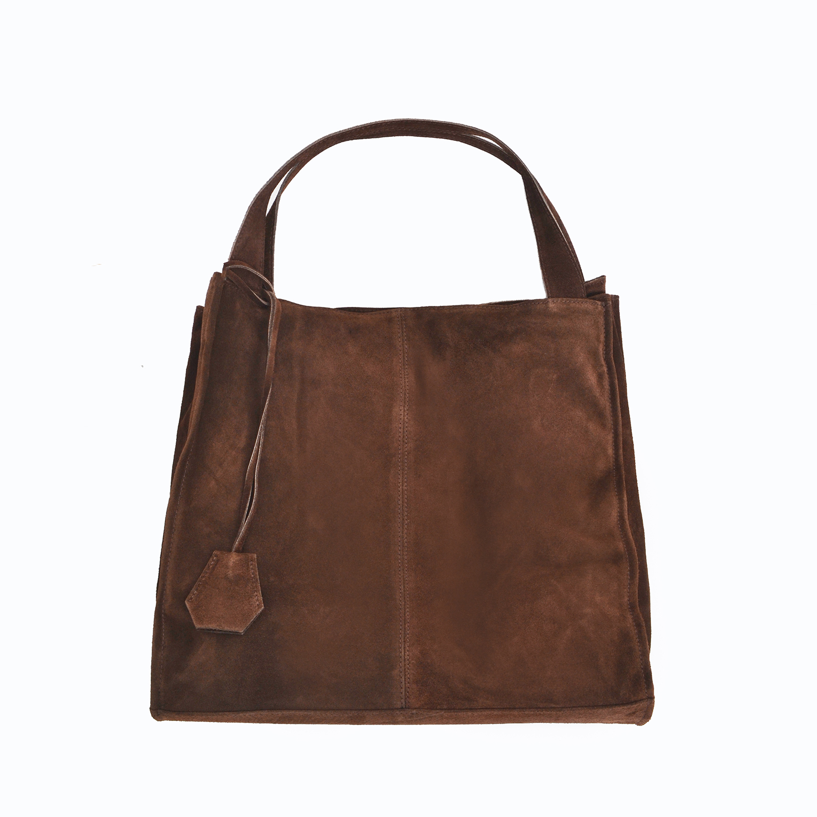Suede leather tote bag