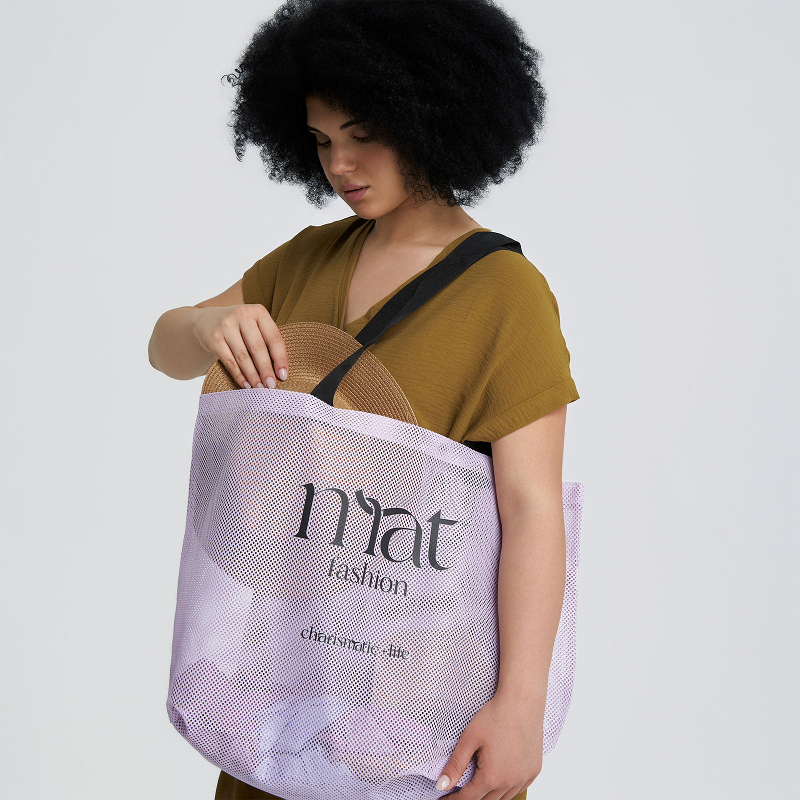 Τσάντα shopper με signature mat logo