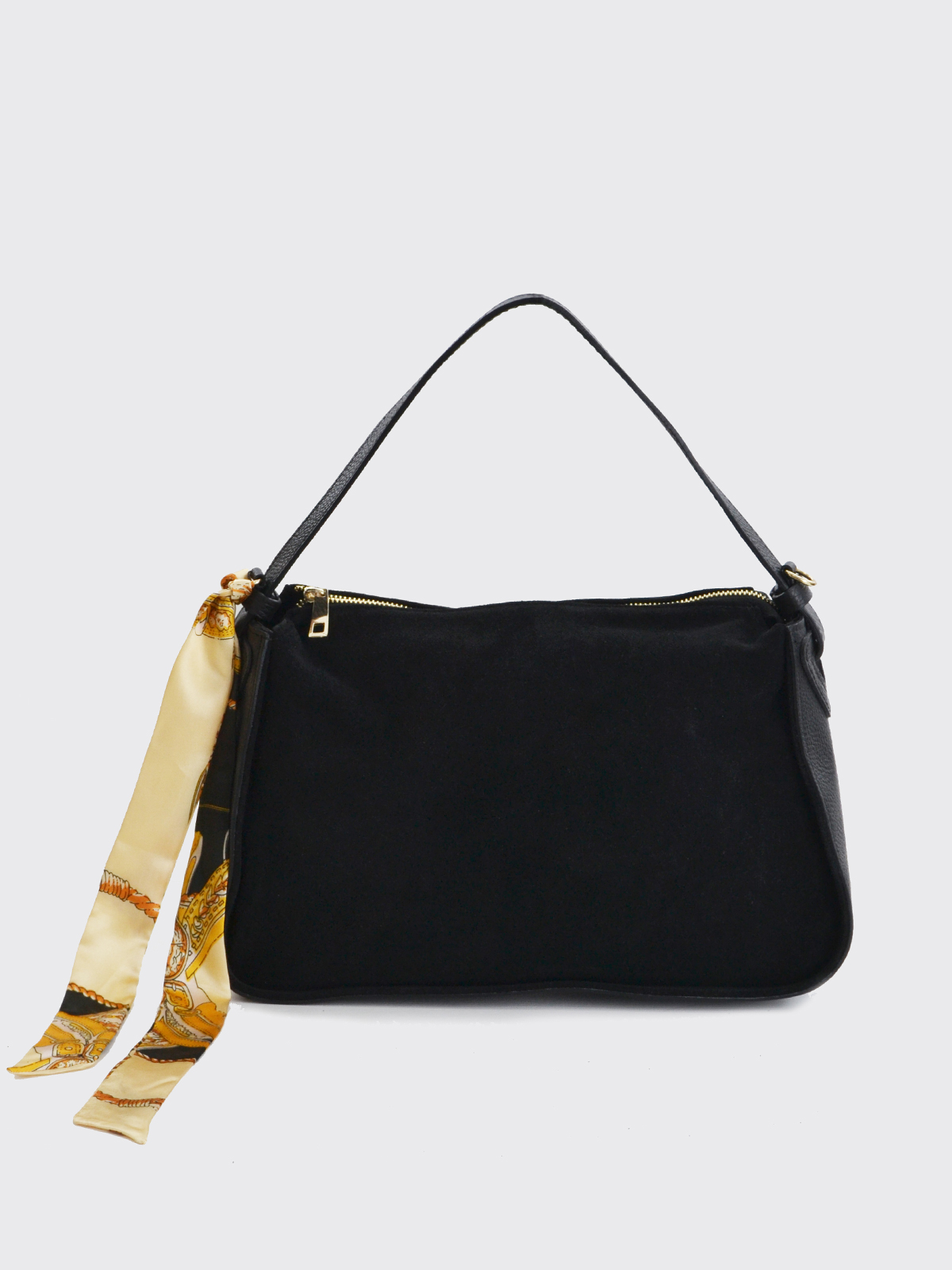 Τσάντα δερμάτινη σουέντ με μαντήλι φωτογραφία