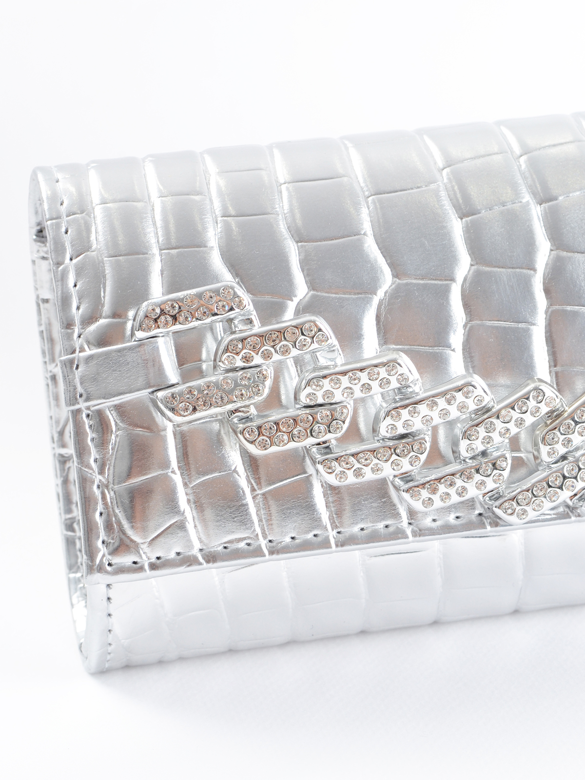 Metallic τσάντα φάκελος με κροκό υφή & αλυσίδα φωτογραφία