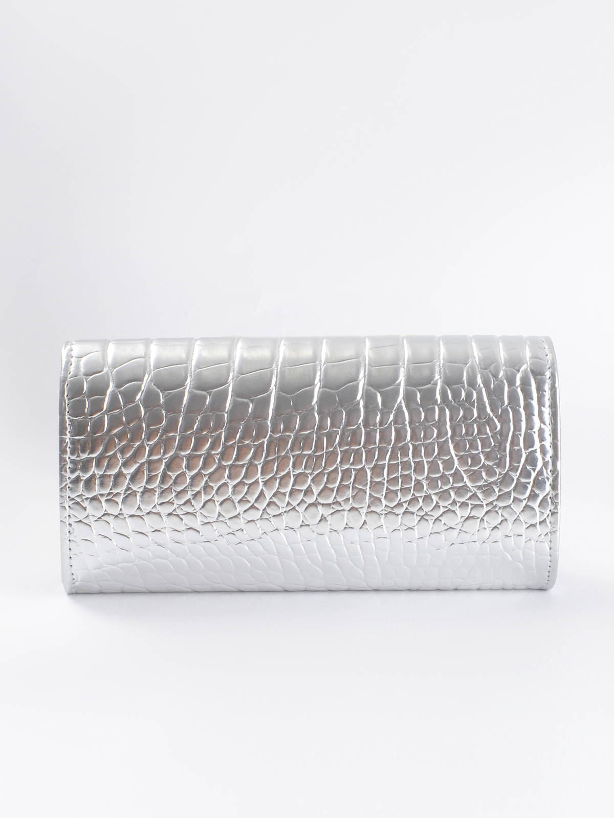 Metallic τσάντα φάκελος με κροκό υφή & αλυσίδα φωτογραφία