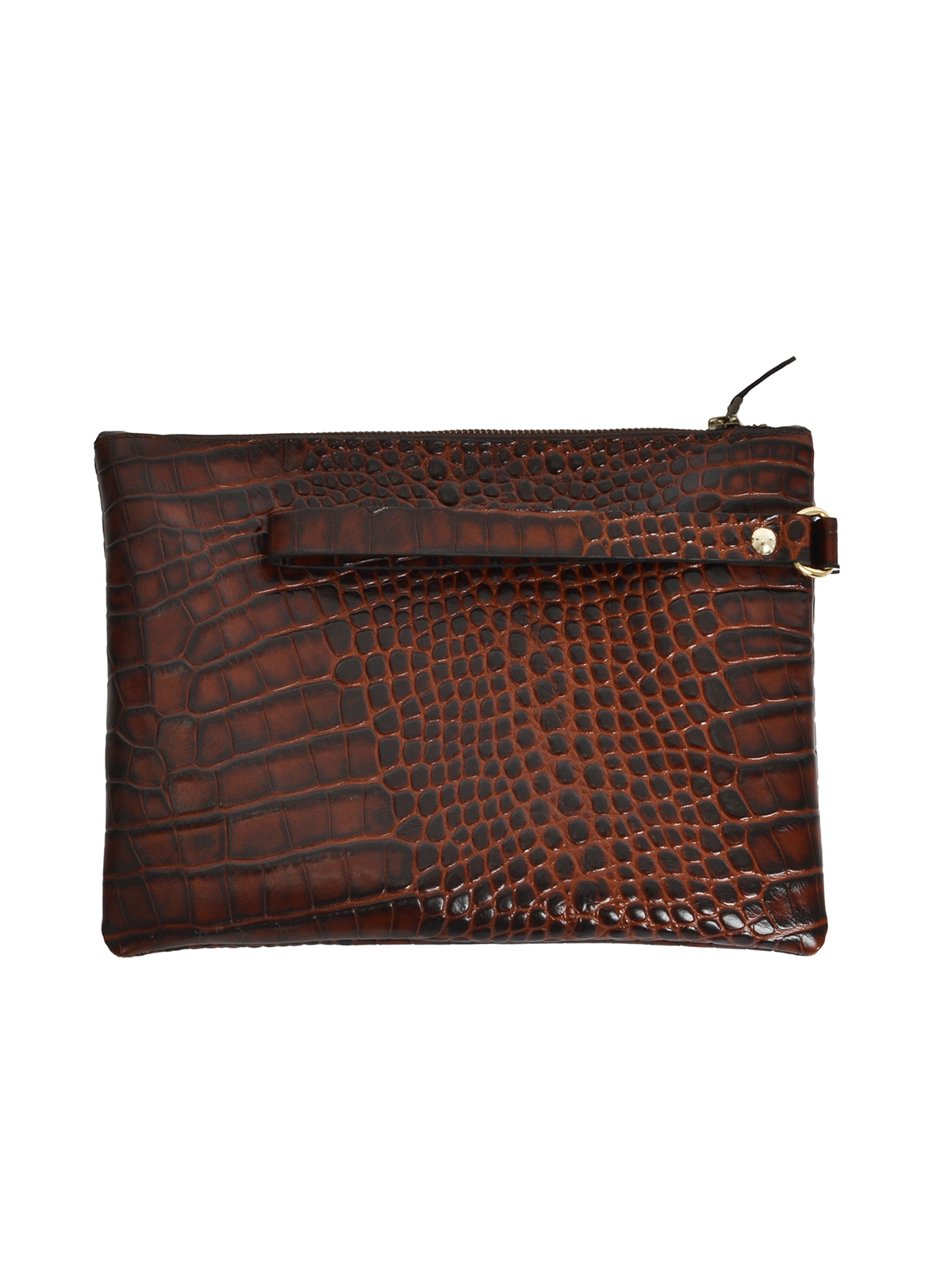 Δερμάτινο clutch με ανάγλυφη croco υφή και λουράκι φωτογραφία