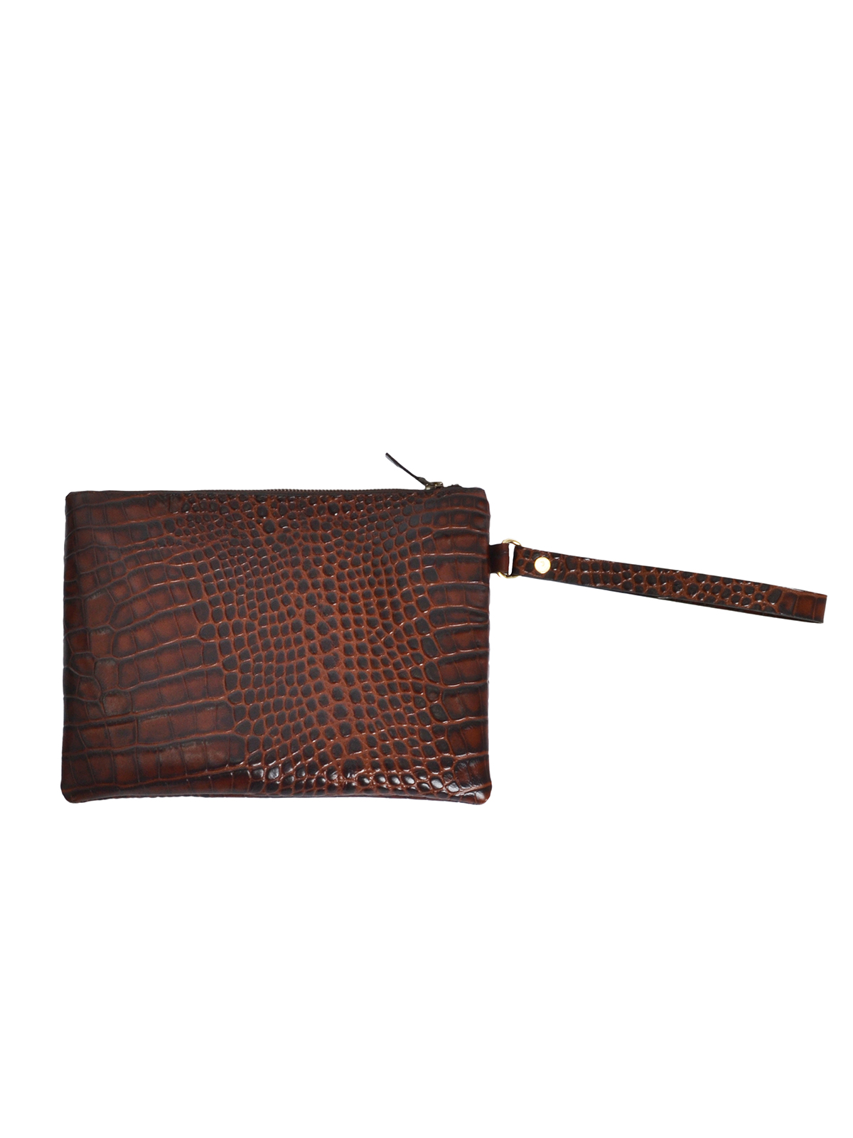 Δερμάτινο clutch με ανάγλυφη croco υφή και λουράκι φωτογραφία
